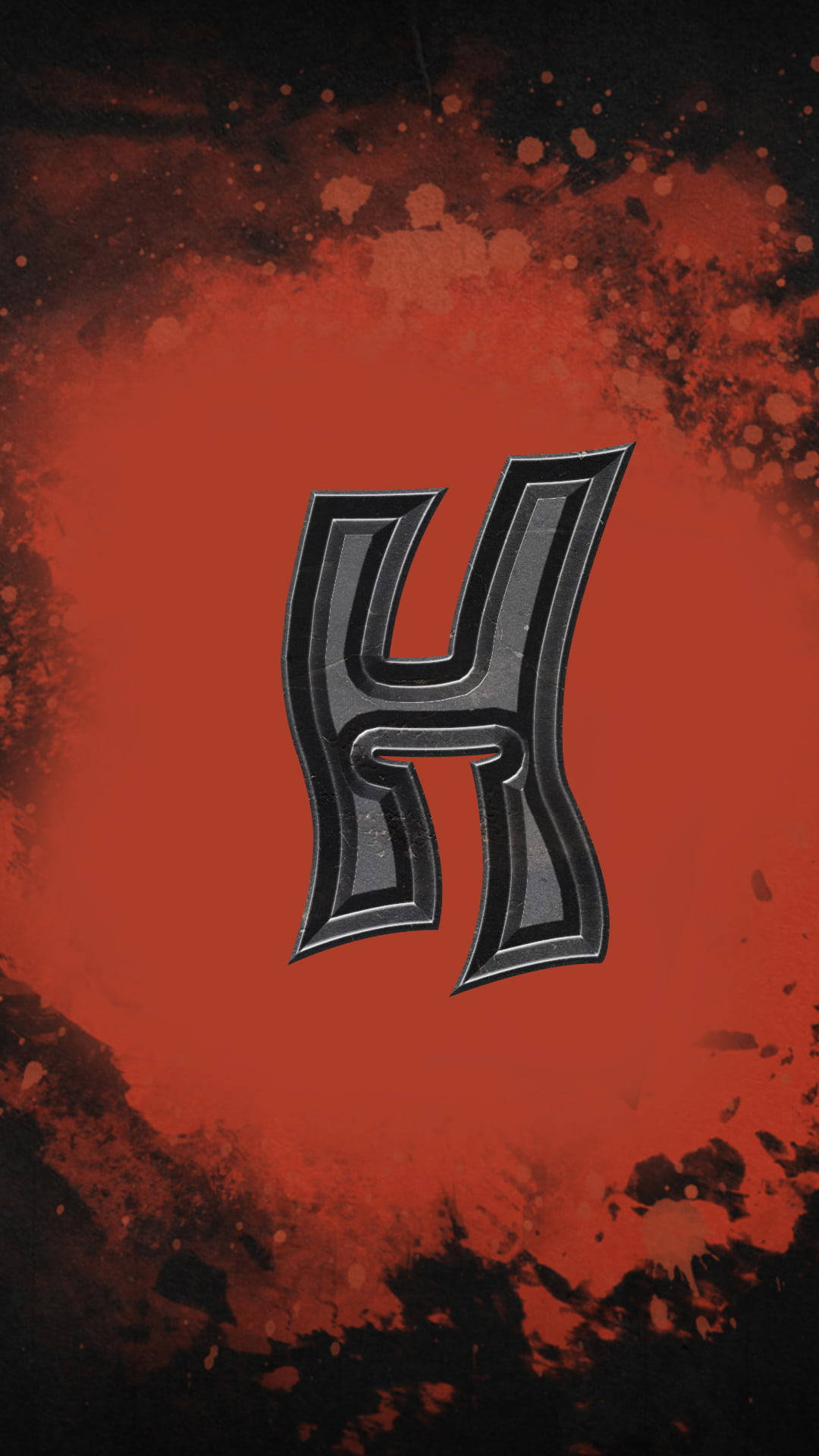 Grunge Letter H, black, vibrant red splatter, Full HD Phone Wallpaper