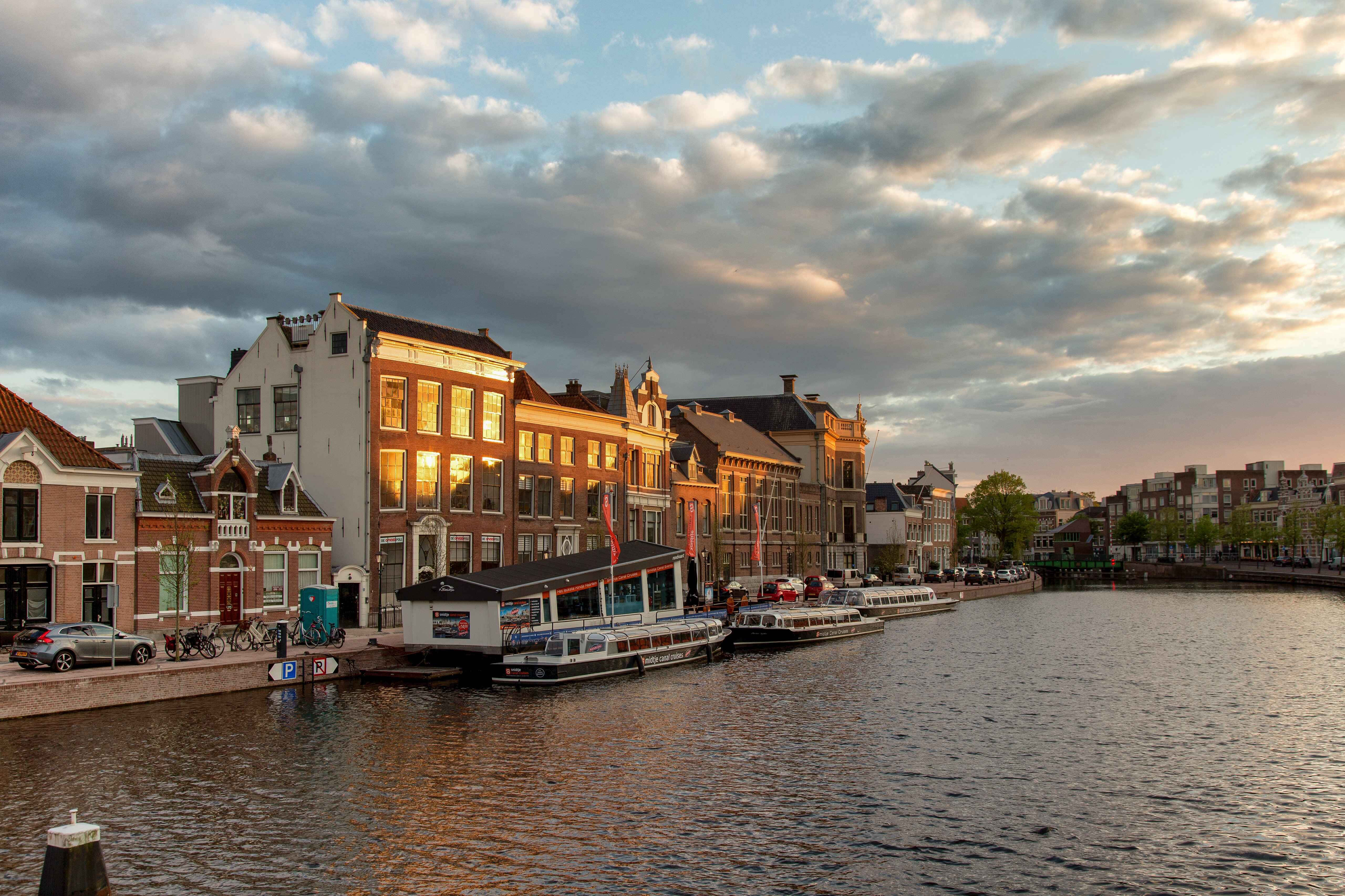 Haarlem, riverfront, sunset, 5K Desktop Wallpaper