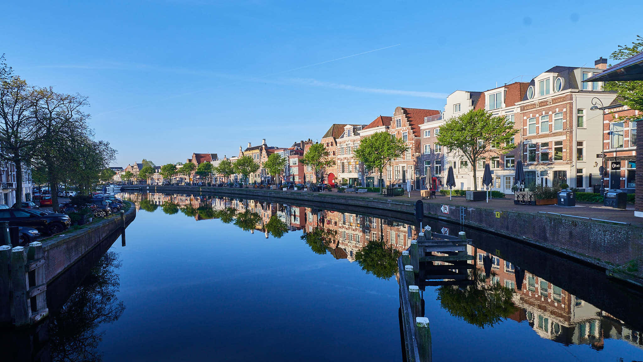 Haarlem, canal, reflects, Full HD Desktop Wallpaper