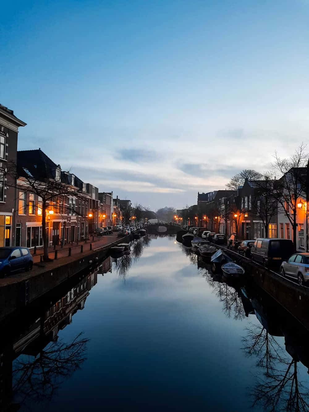 twilight, canal, Haarlem, HD Phone Wallpaper