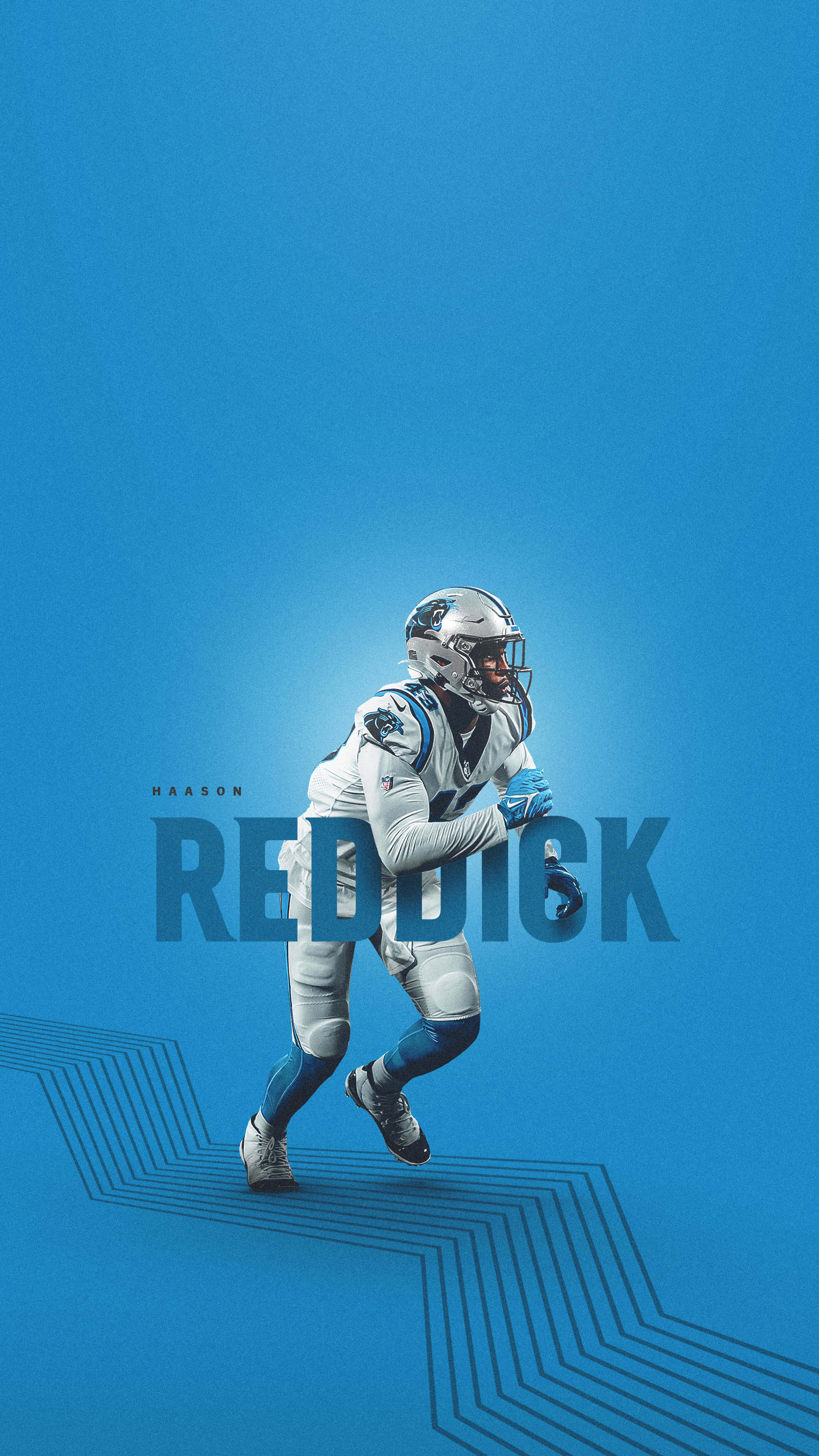 Haason Reddick, white and blue uniform, solid blue background, 4K Phone Wallpaper