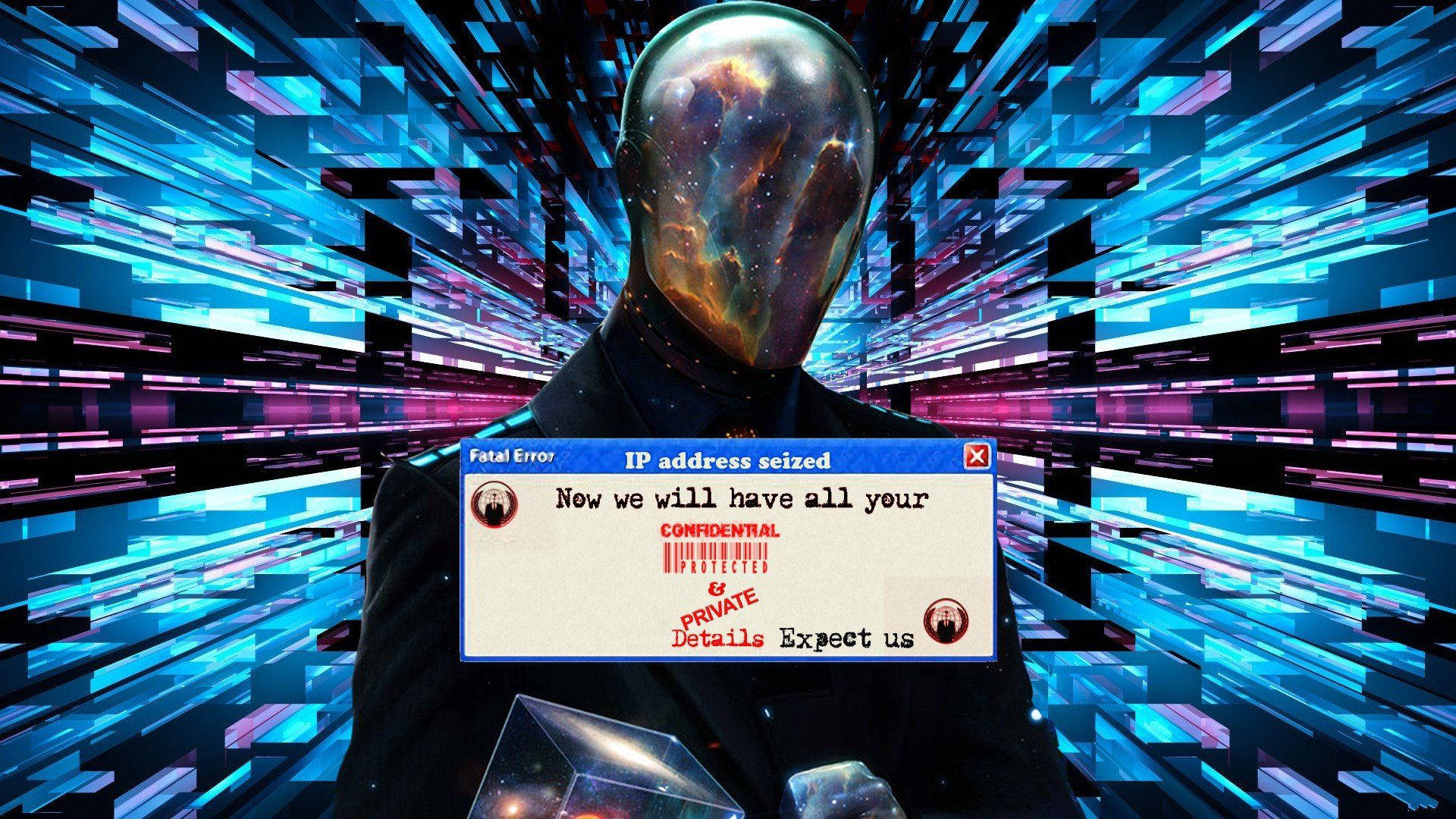 Cosmic Hacker 3D, galaxy face, digital streaks, Full HD Desktop Wallpaper