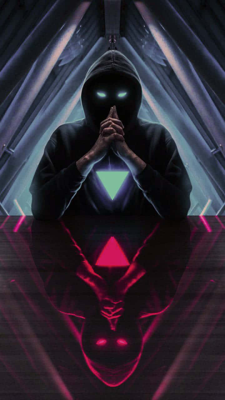 4K, neon triangle chest emblem, glowing eyes, HD Phone Wallpaper