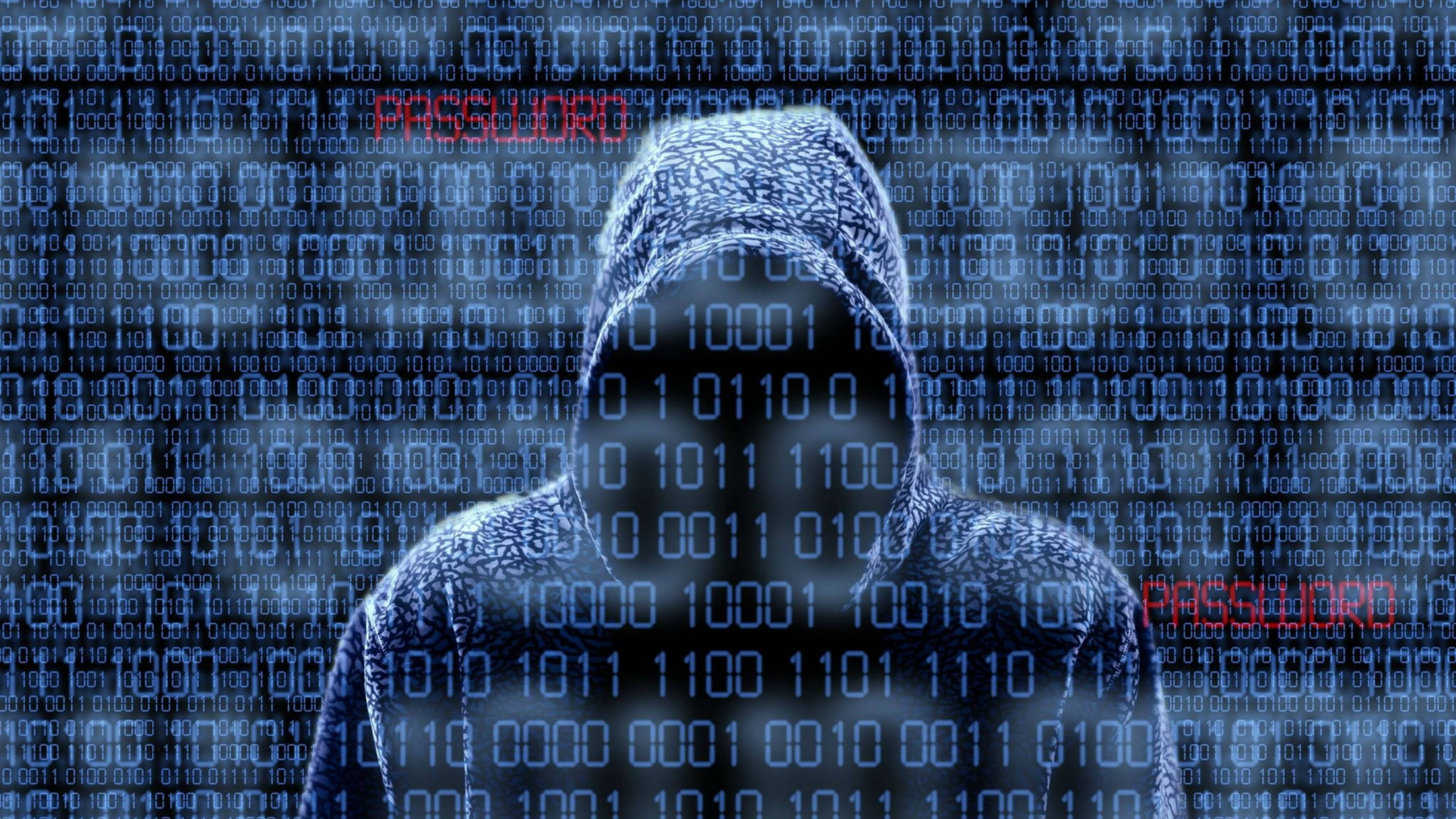 faceless man, binary code, glowing digital human figure, 4K Desktop Wallpaper