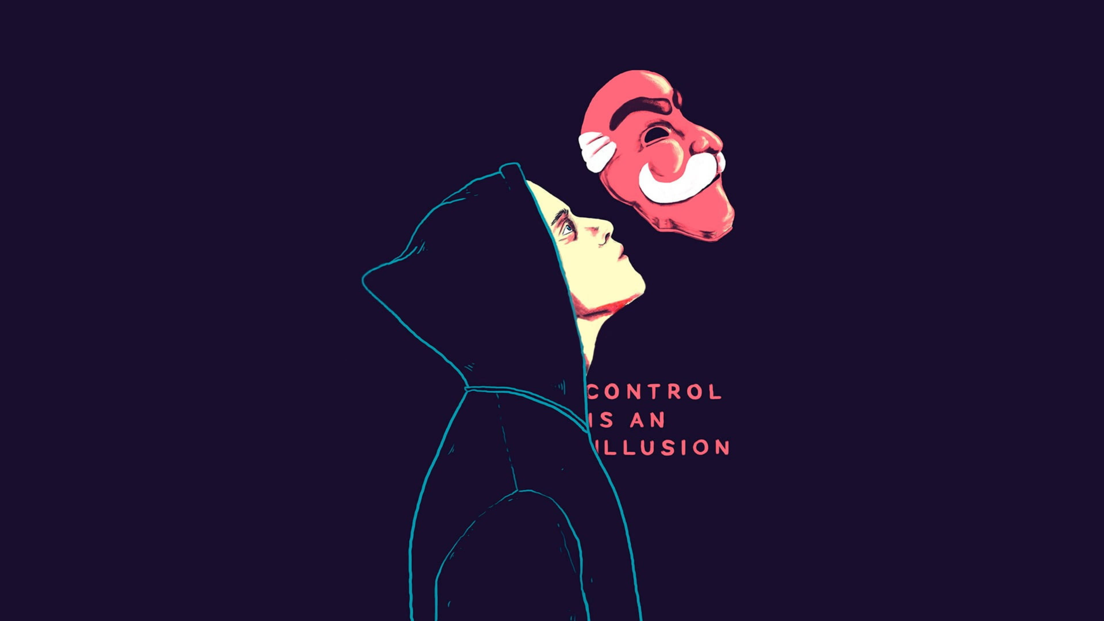 red mask, hoodie, floating red mask, 4K Desktop Wallpaper