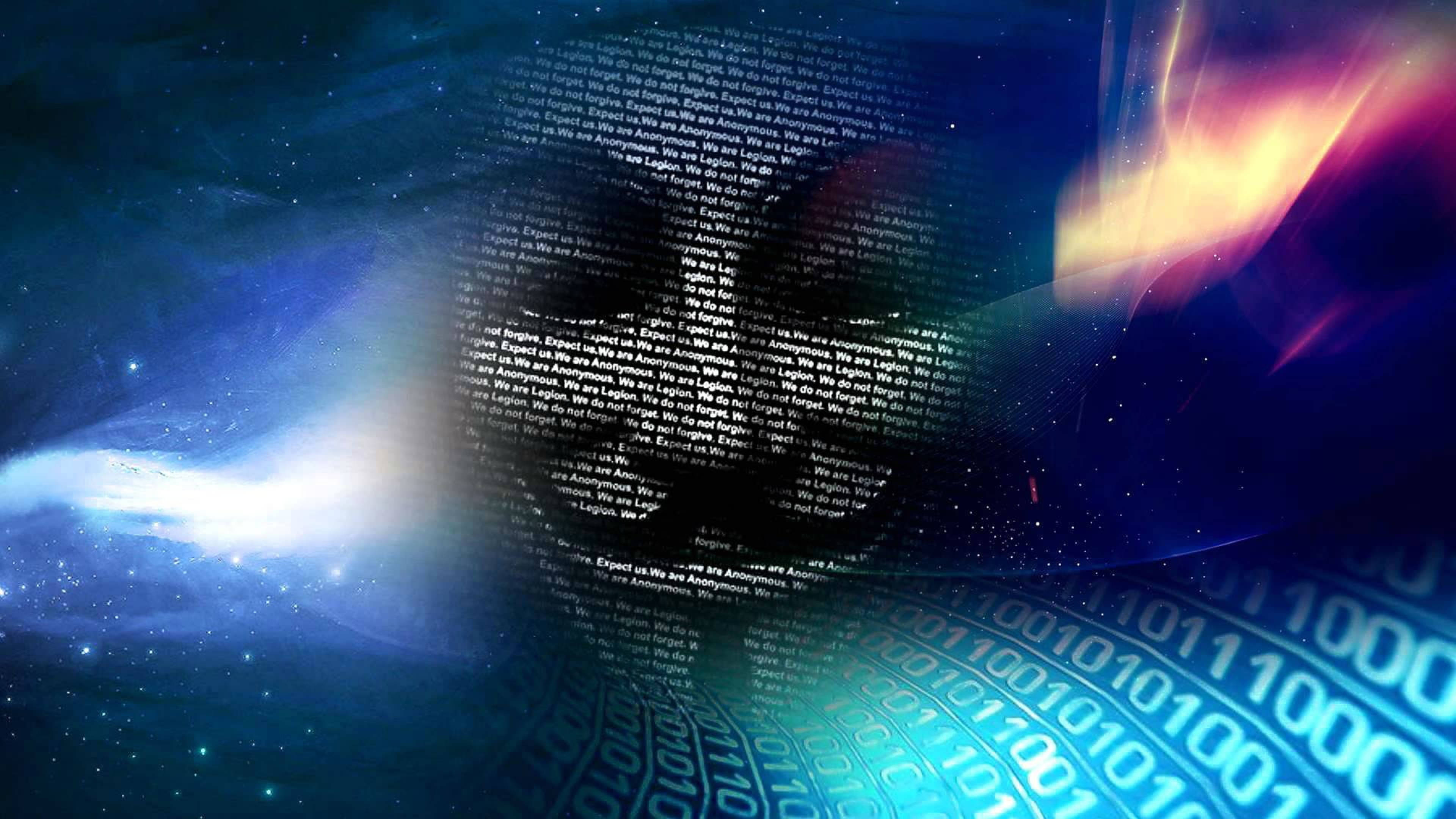 Abstract Matrix Hacker 4K Mask, binary code, cosmic nebulae, 4K Desktop Wallpaper