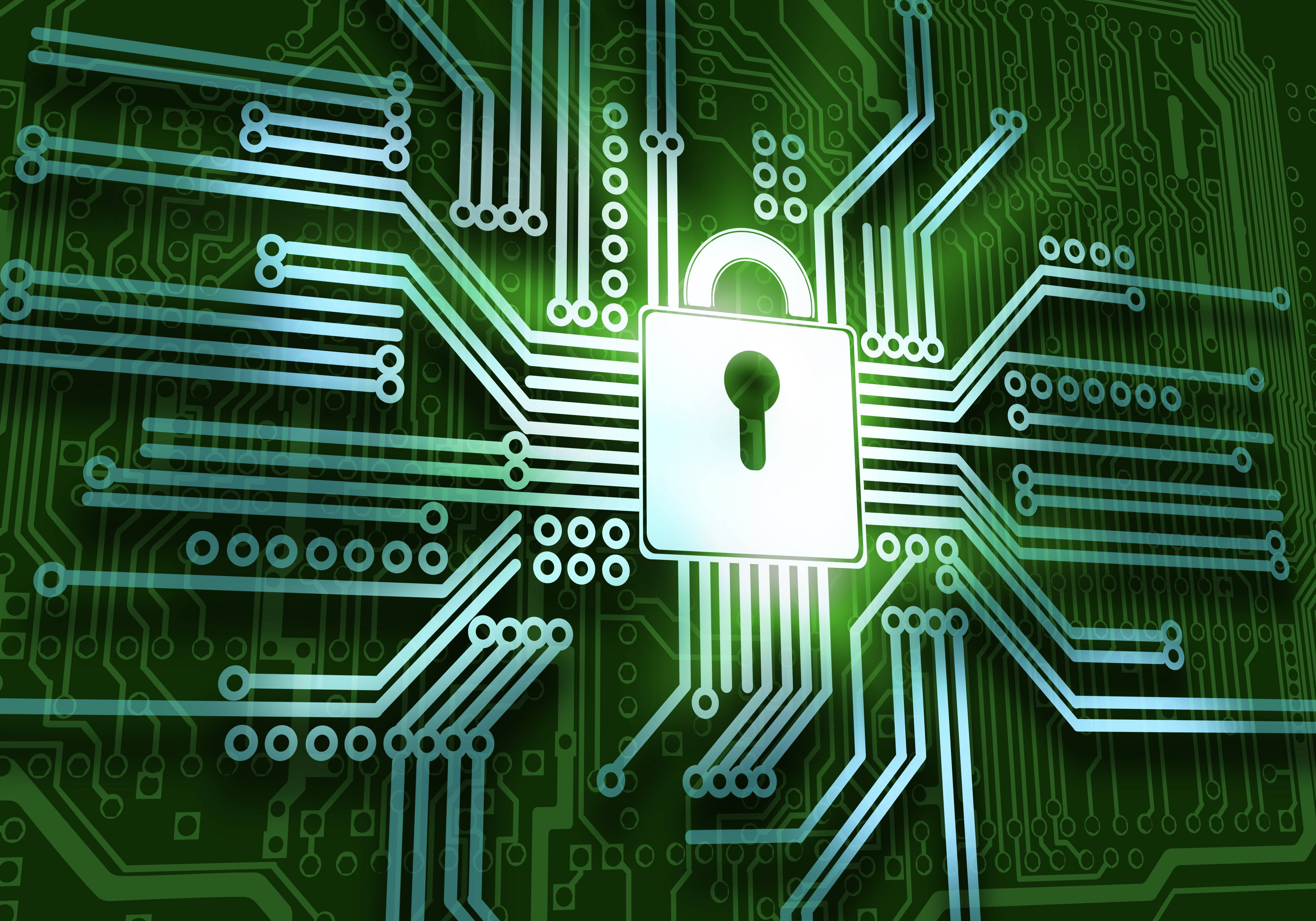 motherboard, key lock, glowing white padlock, 4K Desktop Wallpaper
