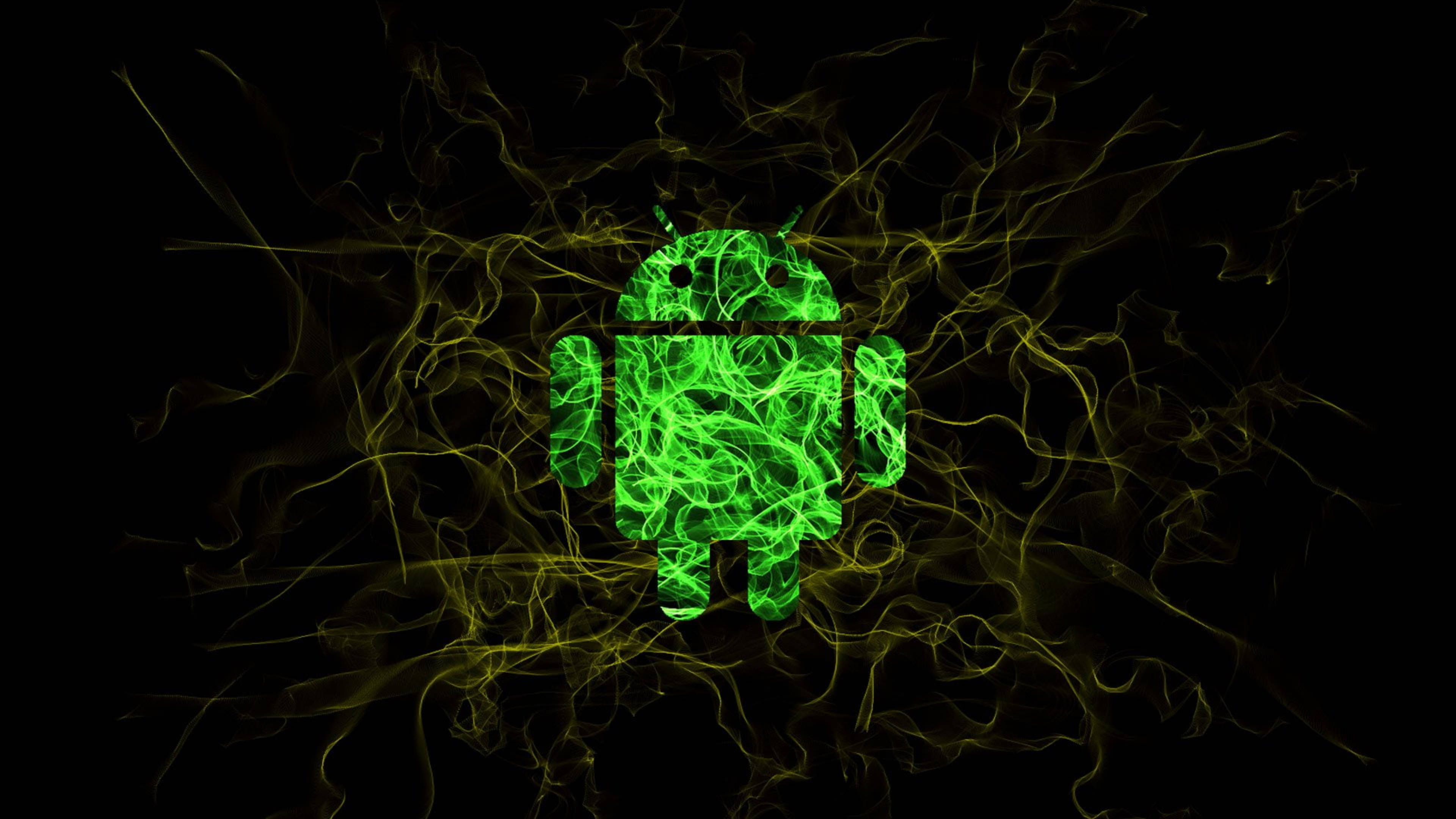 Android, green robot, hacker, 4K Desktop Wallpaper