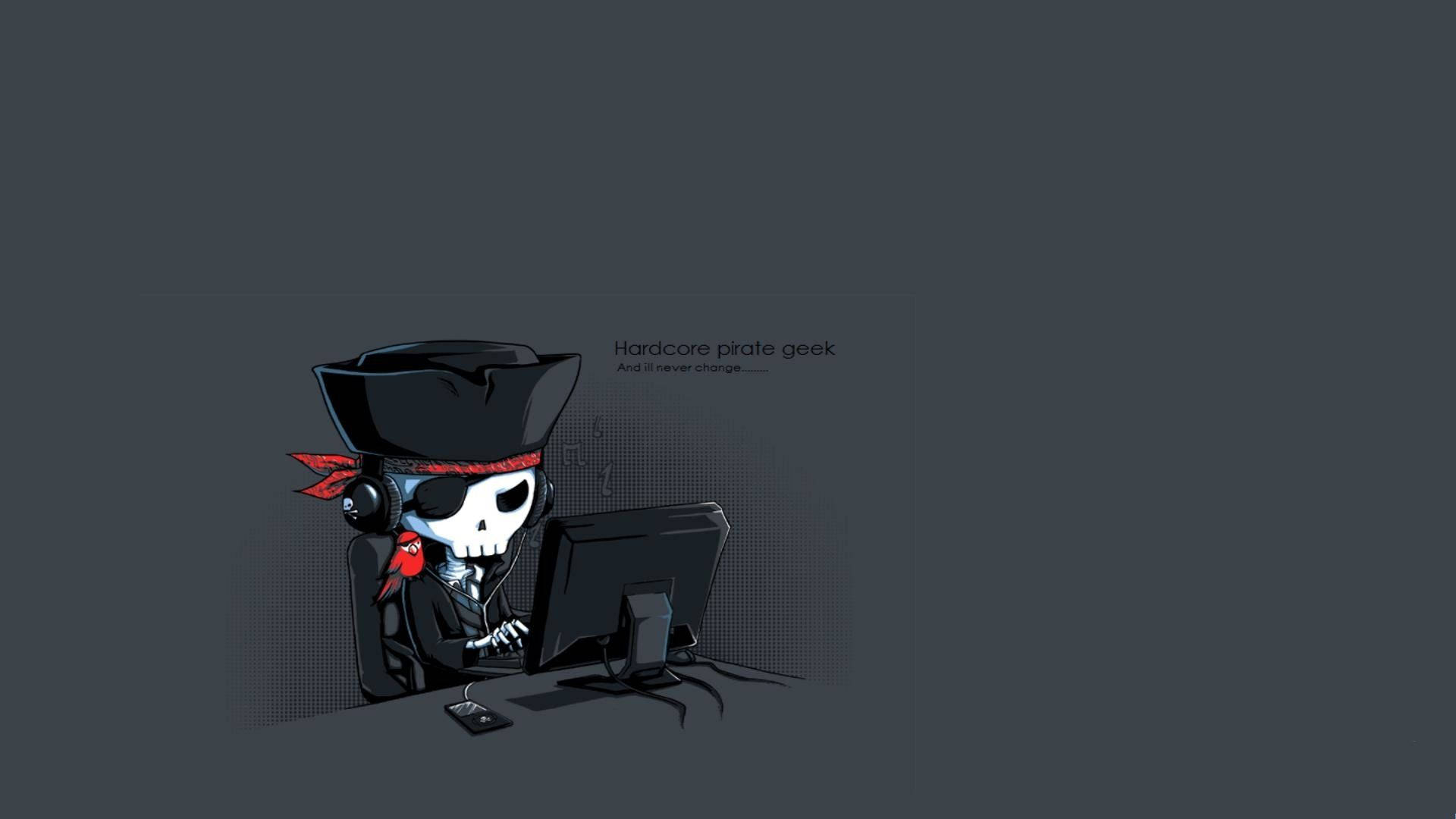 skeleton pirate, top hat, eye patch, Full HD Desktop Wallpaper