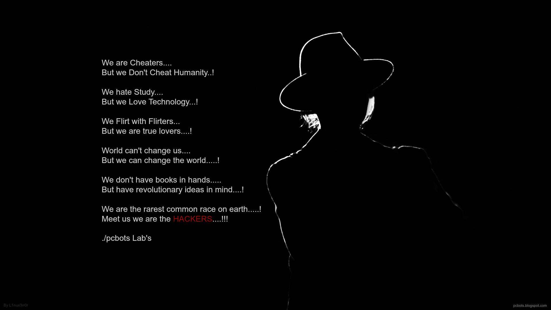 fedora, black background, white text, Full HD Desktop Wallpaper