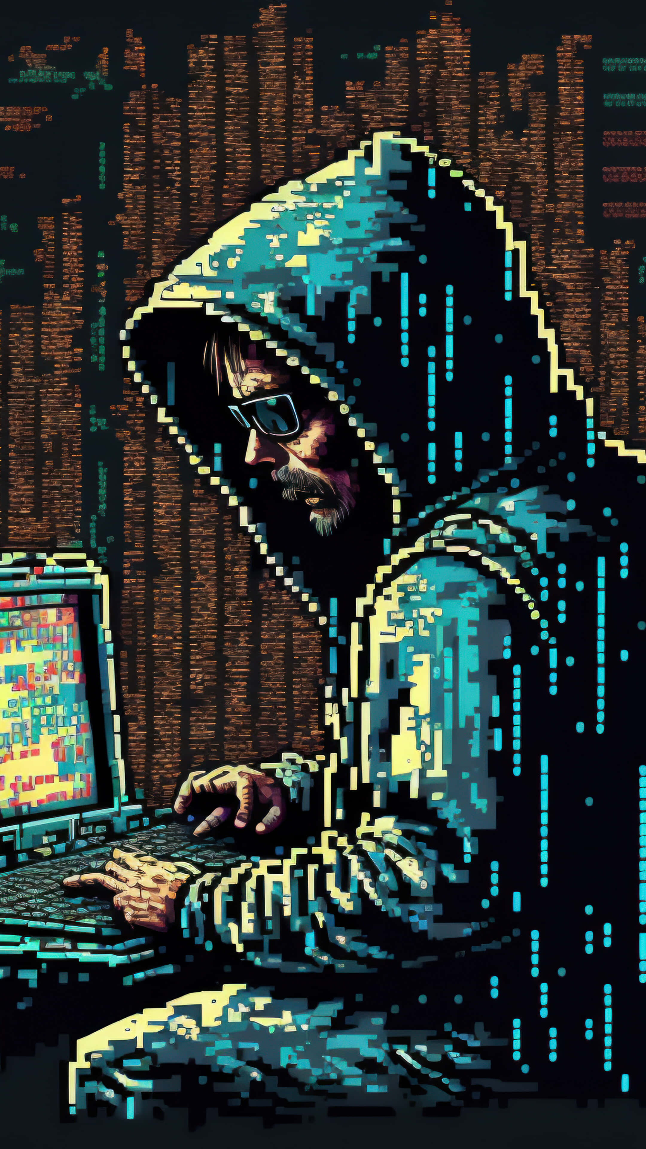 hacker, hood, sunglasses, 4K Phone Wallpaper