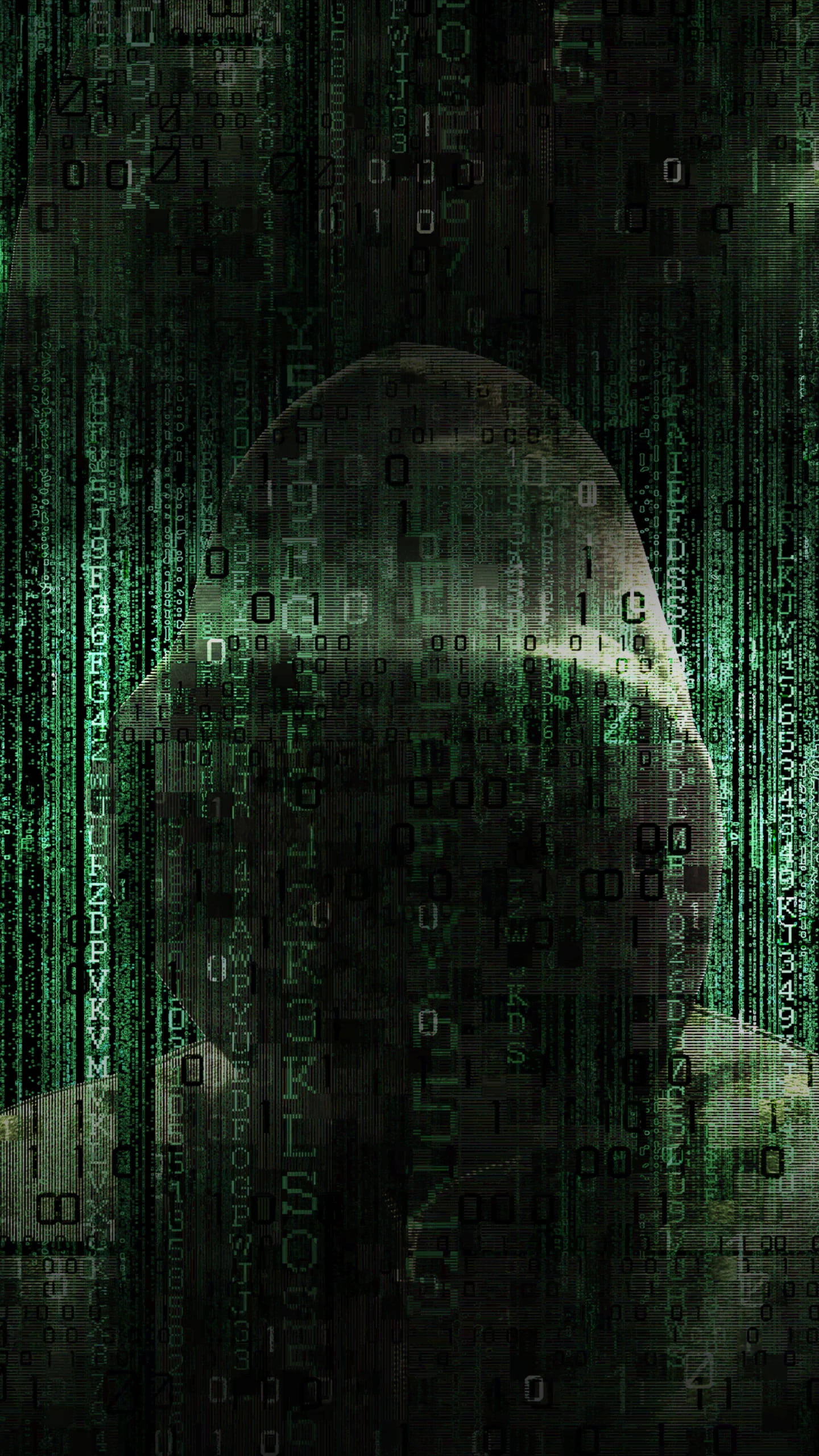 hacker, binary code, rain, 2K Phone Wallpaper