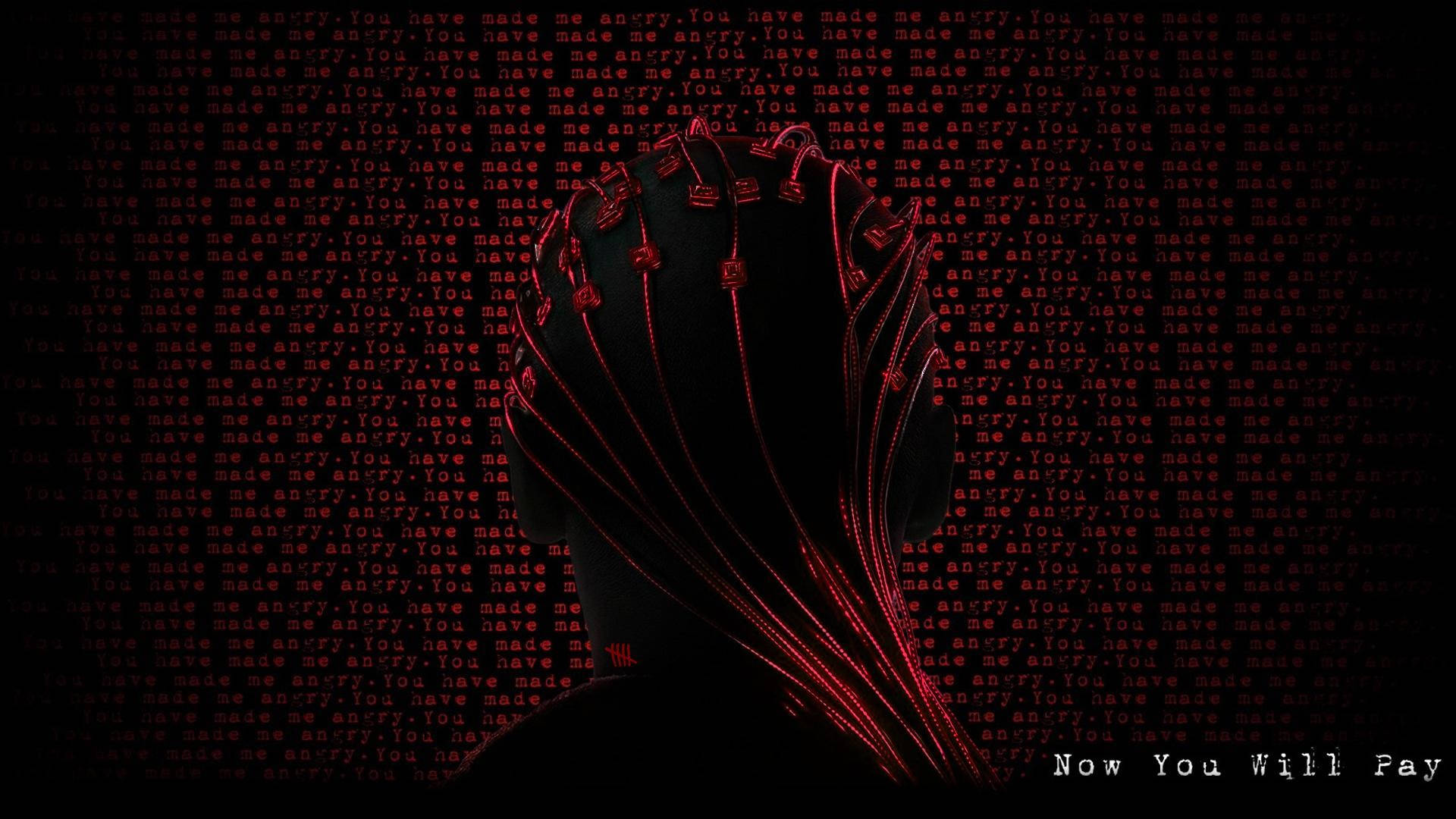 glowing red hand, dark text, You have made me angry, Full HD Desktop Wallpaper