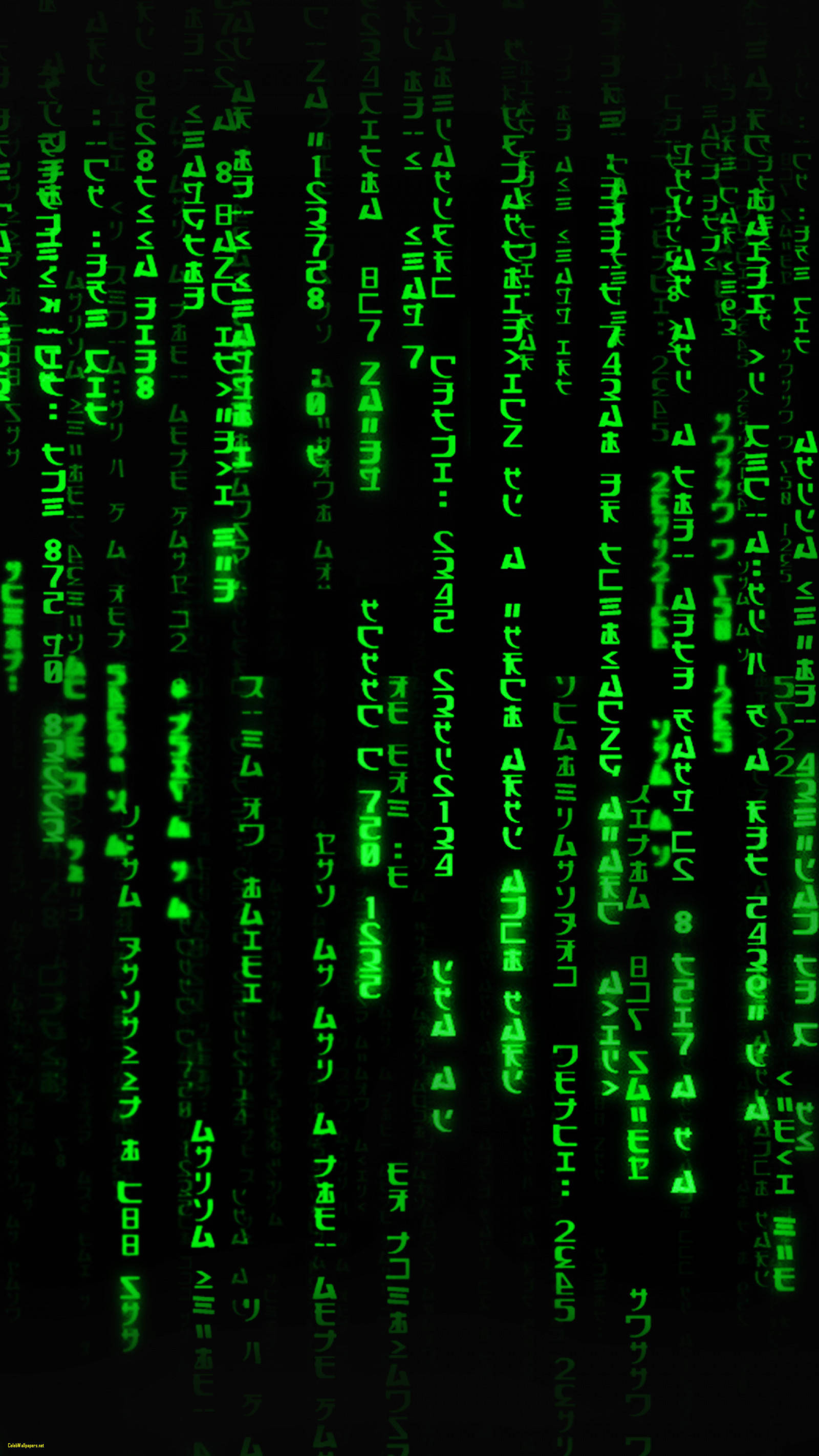 Japanese hacking, glowing green Japanese characters, black digital void, 2K Phone Wallpaper