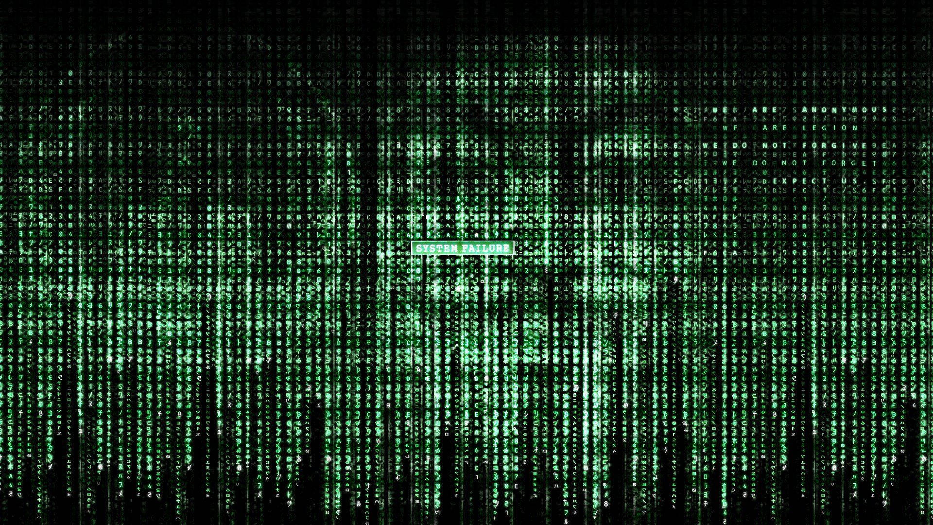 digital rain, green code, ghostly face, Full HD Desktop Wallpaper