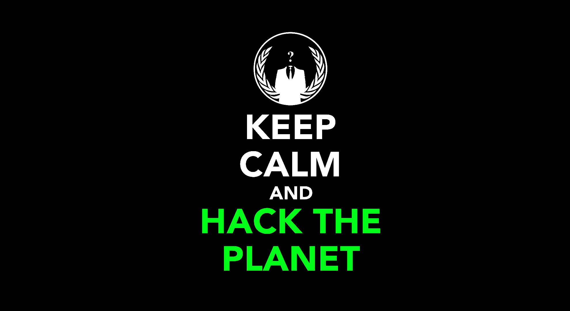 Anonymous symbol, black background, white text, Full HD Desktop Wallpaper