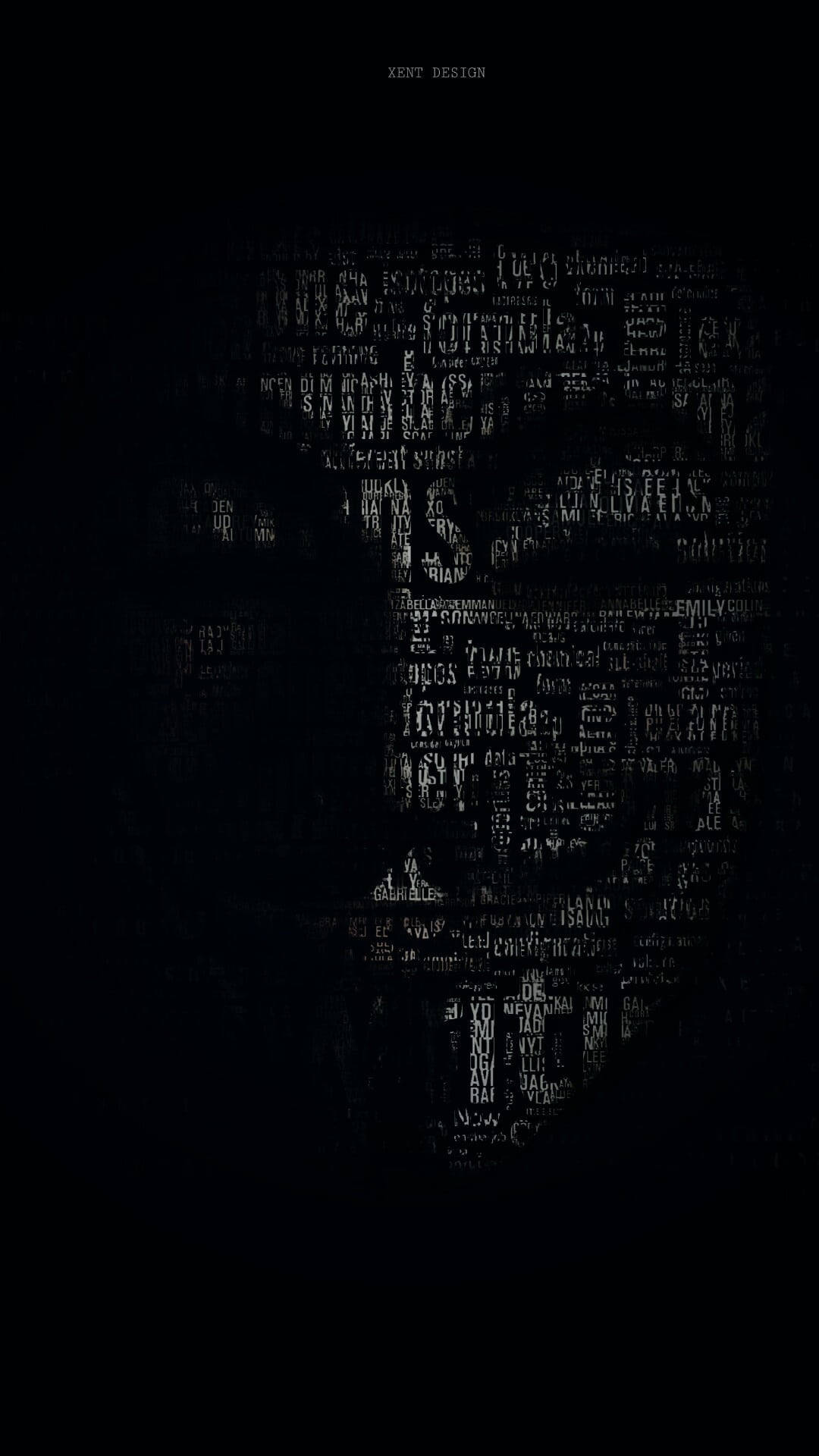 Anonymous Silhouette, letter face, glowing white text, Full HD Phone Wallpaper