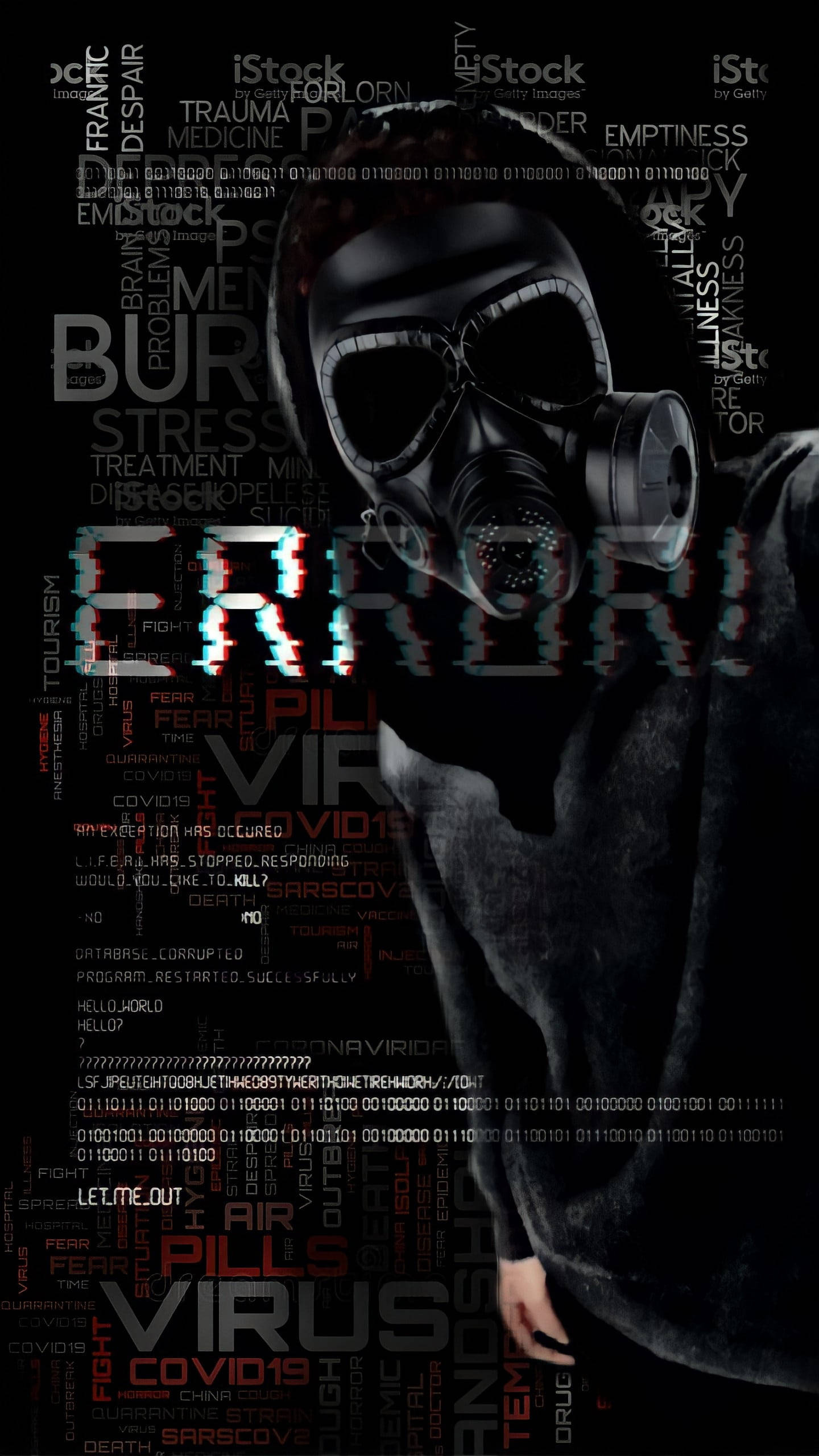 error gas mask, virus, trauma, 2K Phone Wallpaper