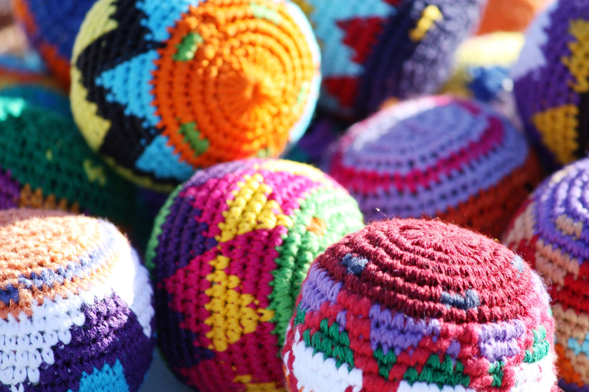 Hacky Sack, crochet, colorful aesthetic, Full HD Desktop Wallpaper