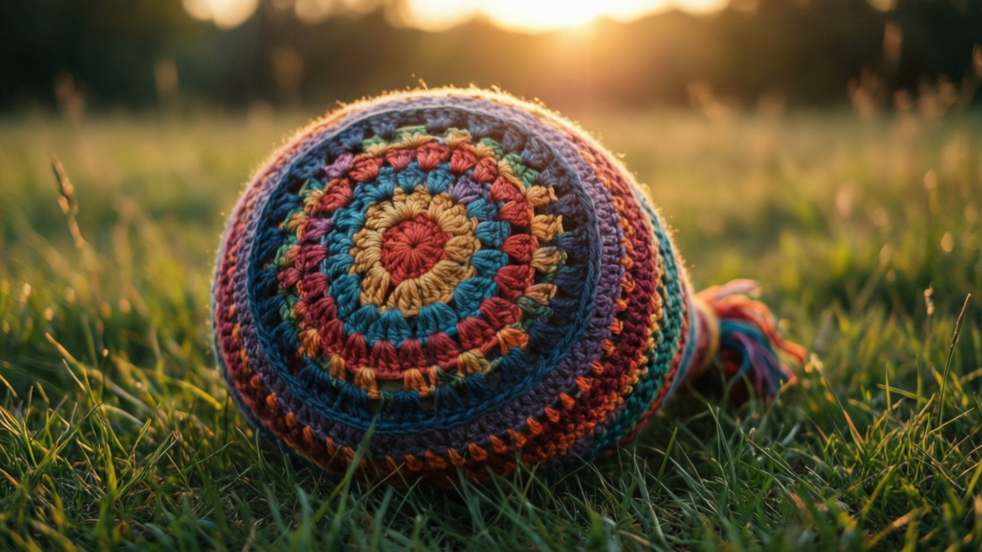 Golden Hour Hacky Sack, golden sunset light, concentric patterns, Full HD Desktop Wallpaper