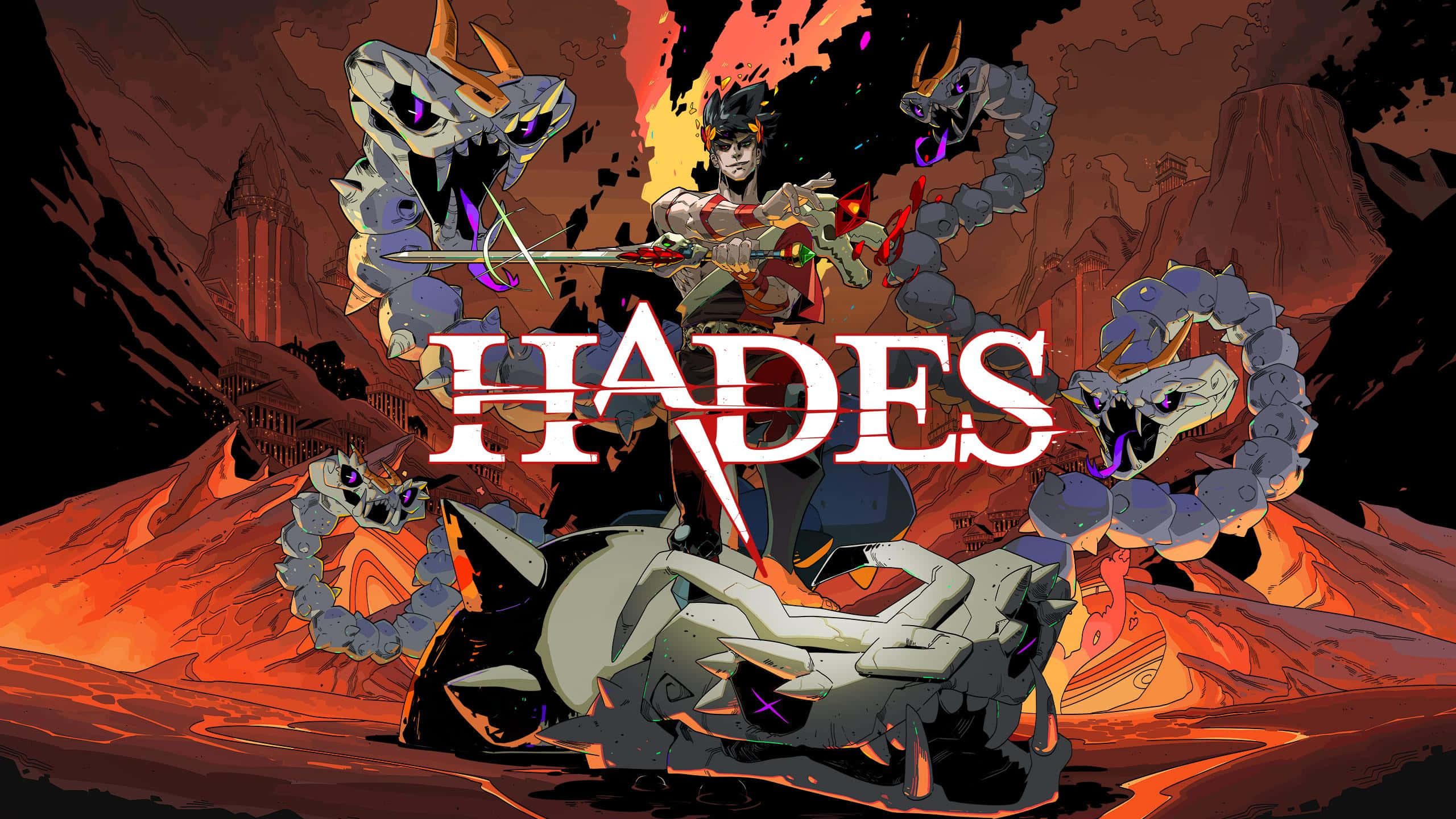 Hades, warrior, fiery underworld battlefield, 2K Desktop Wallpaper
