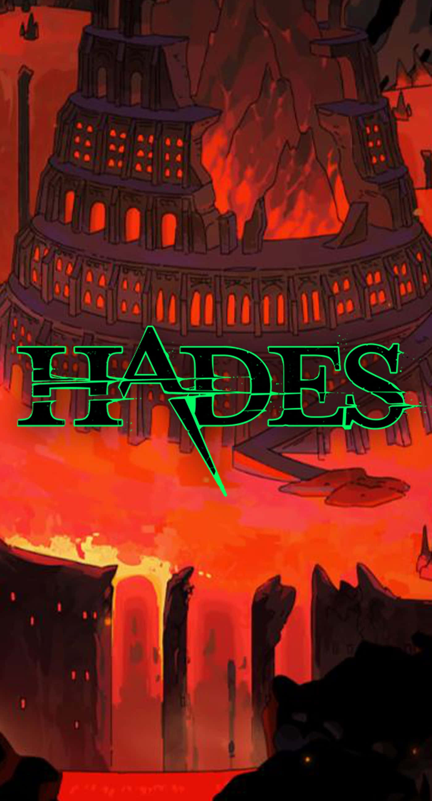 Hades, throne room, glowing red lava, 2K Phone Wallpaper