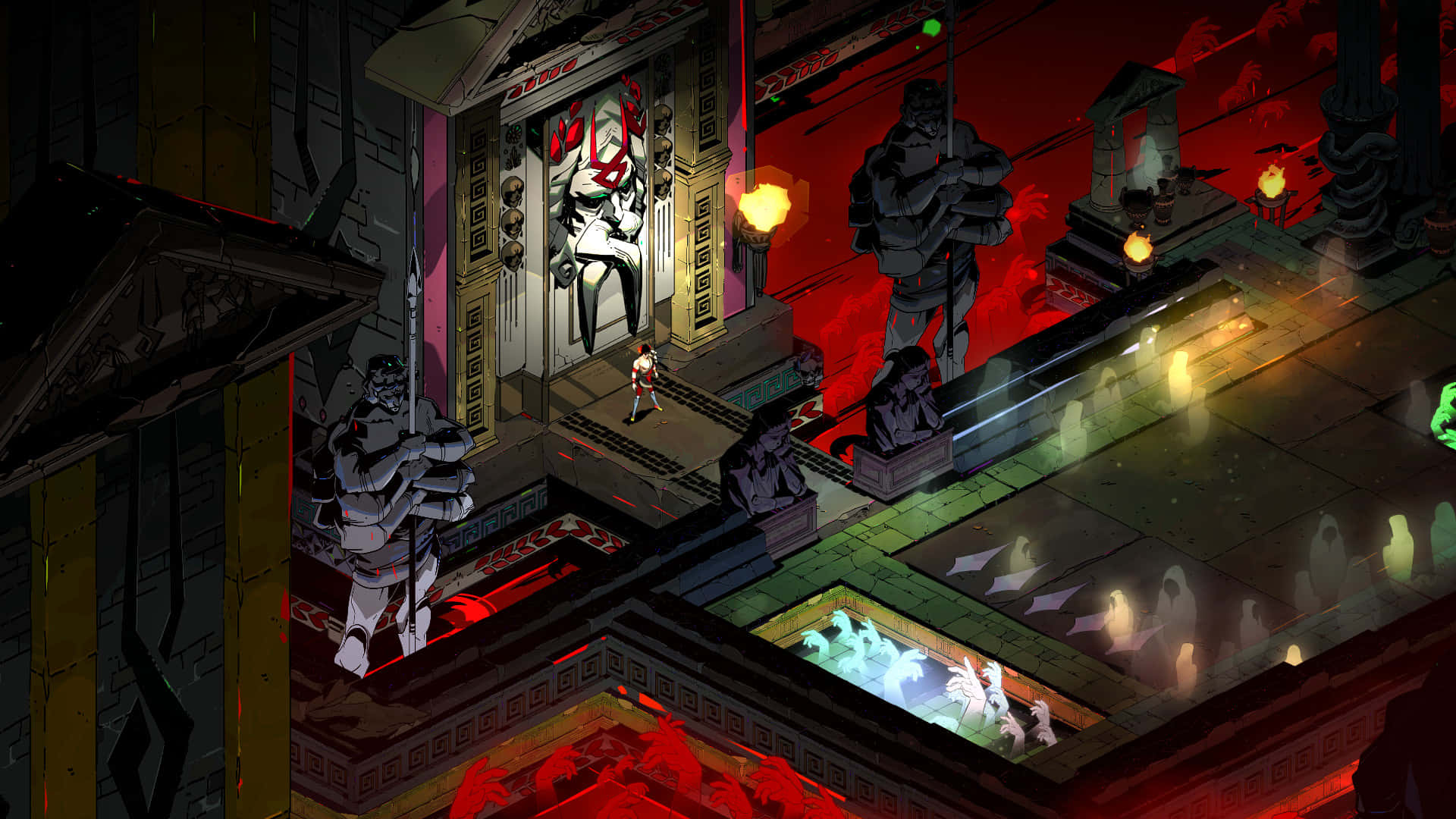 Hades, throne room, temple entrance, Full HD Desktop Wallpaper