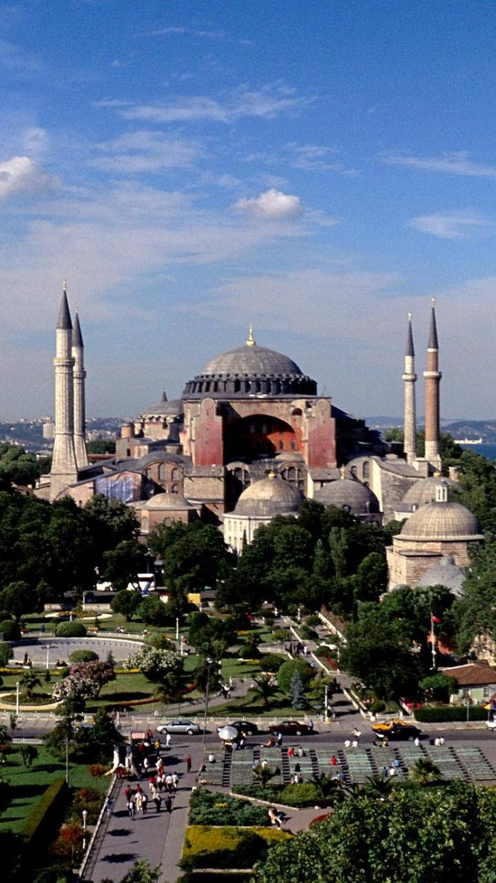 Hagia Sophia, sunny day, bright blue sky, HD Phone Wallpaper