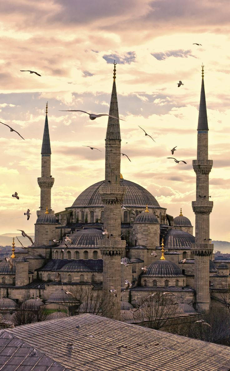 Hagia Sophia, spires, sunset sky, SD Phone Wallpaper