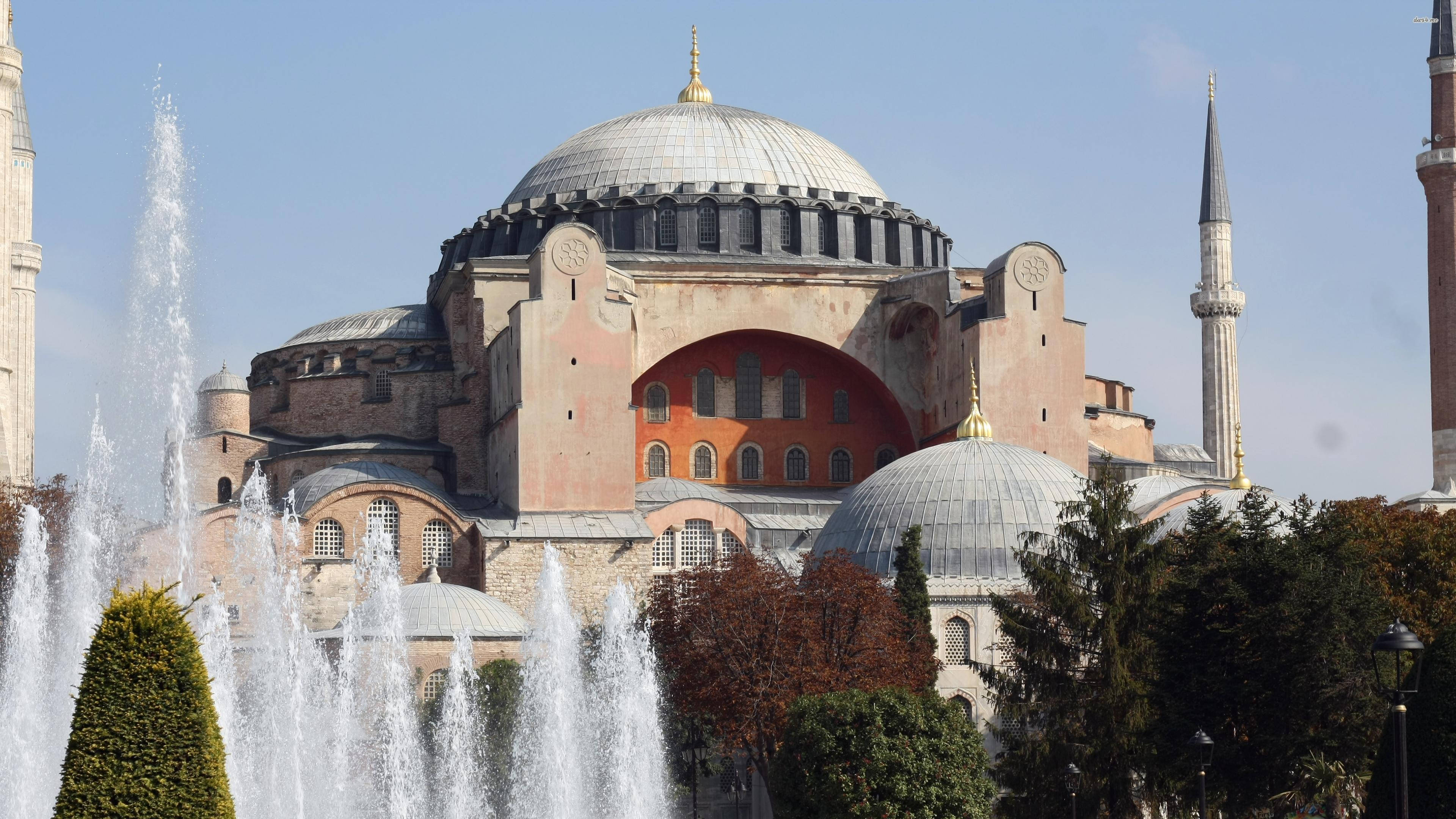 Hagia Sophia, dome, minarets, 4K Desktop Wallpaper