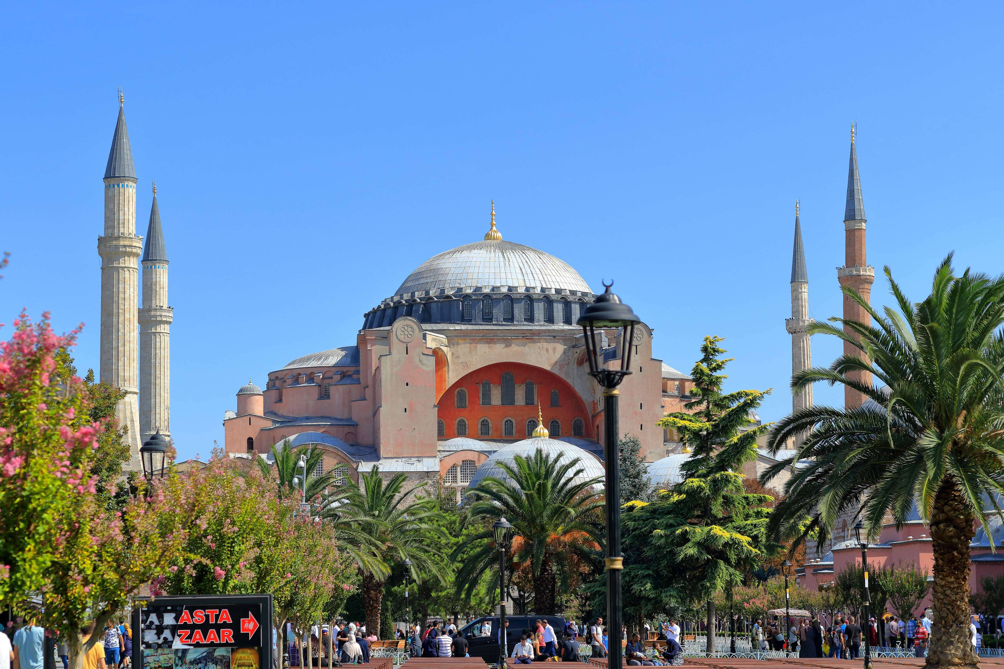 Hagia Sophia, dome, minarets, 4K Desktop Wallpaper