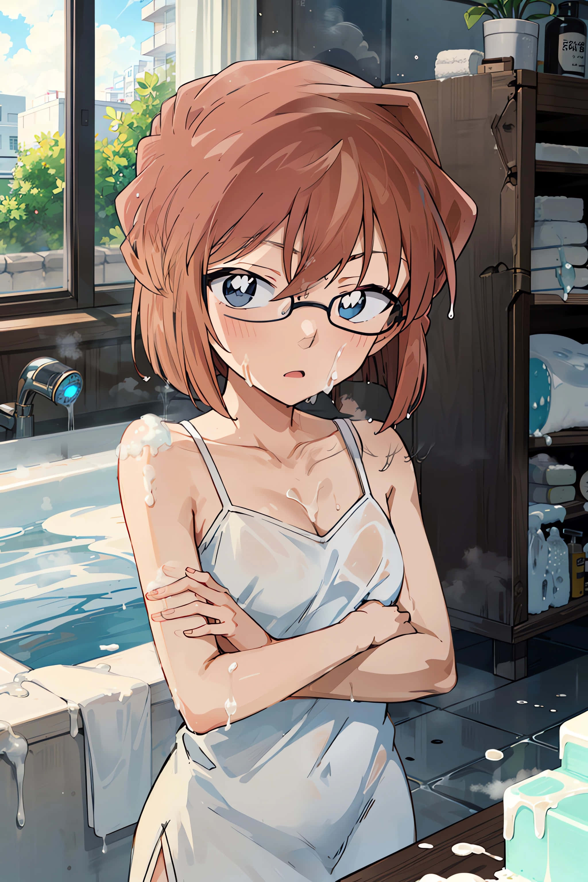 Haibara AI, anime girl, glasses, 2K Phone Wallpaper