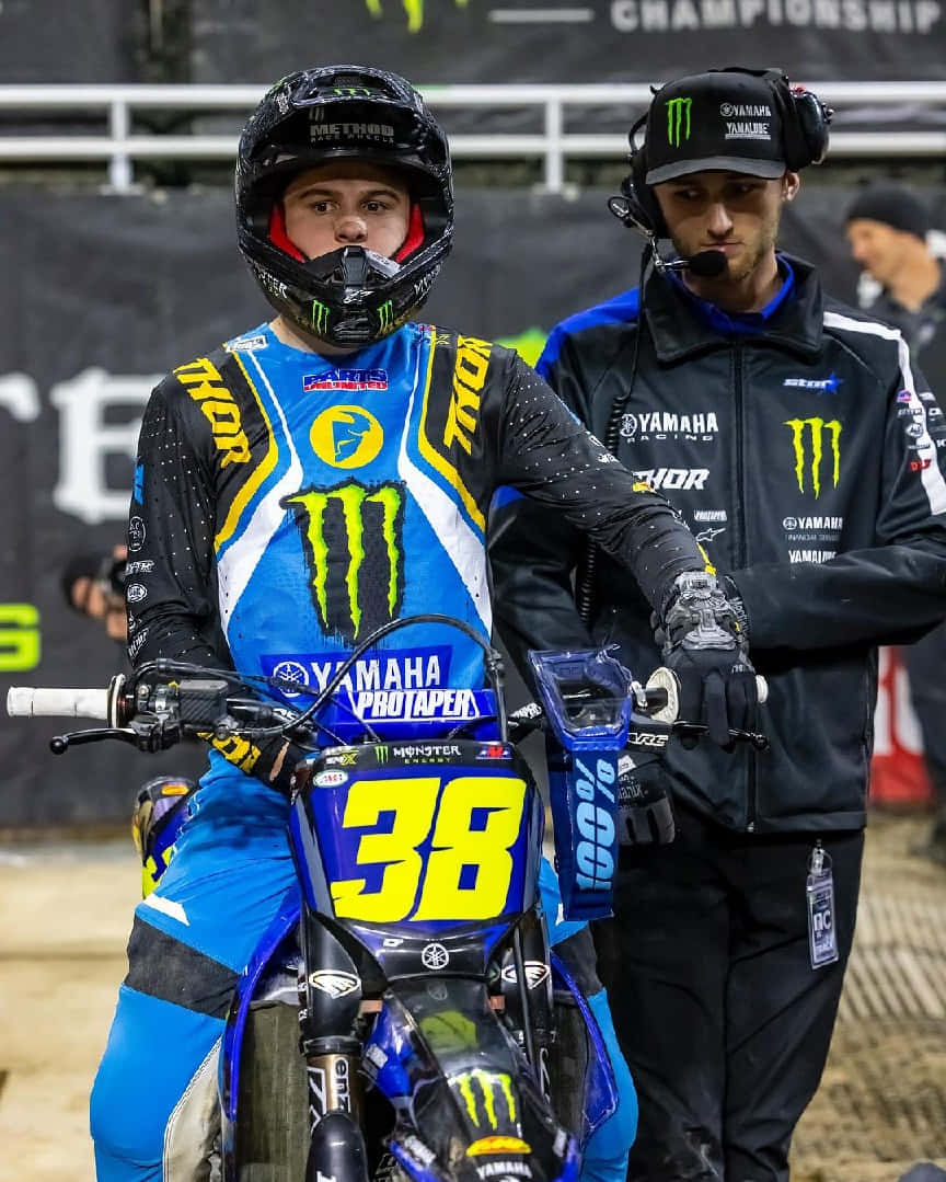 Haiden Deegan, number 38, blue and yellow gear, SD Phone Wallpaper