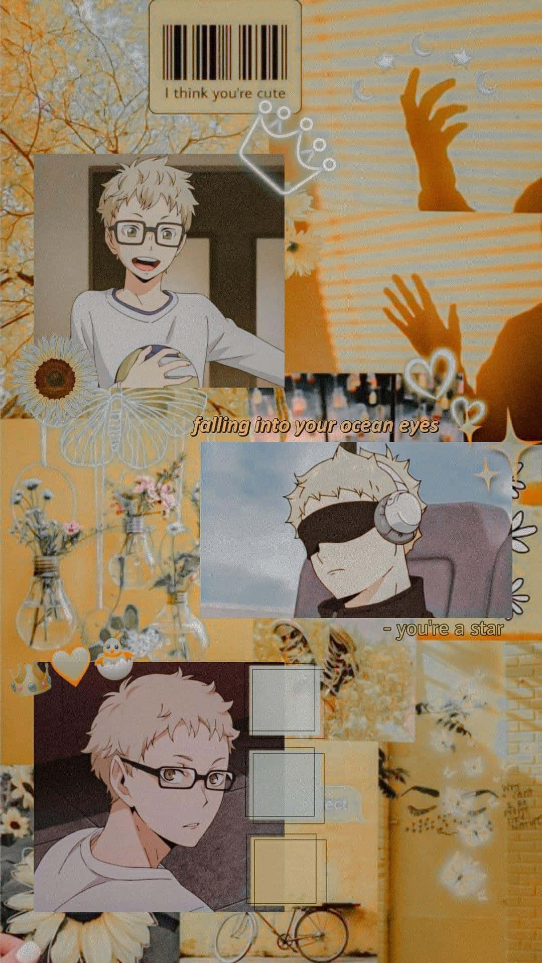 Haikyuu, collage, warm yellow tone, HD Phone Wallpaper