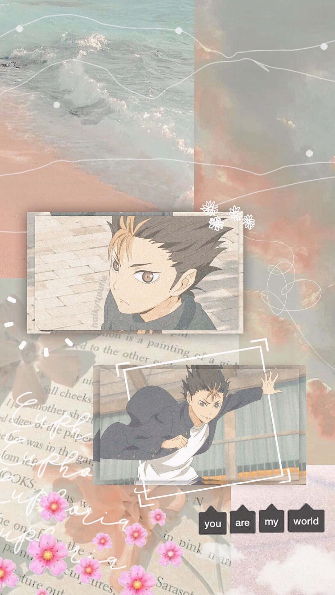 Haikyuu, pastel collage, ocean waves, Full HD Phone Wallpaper