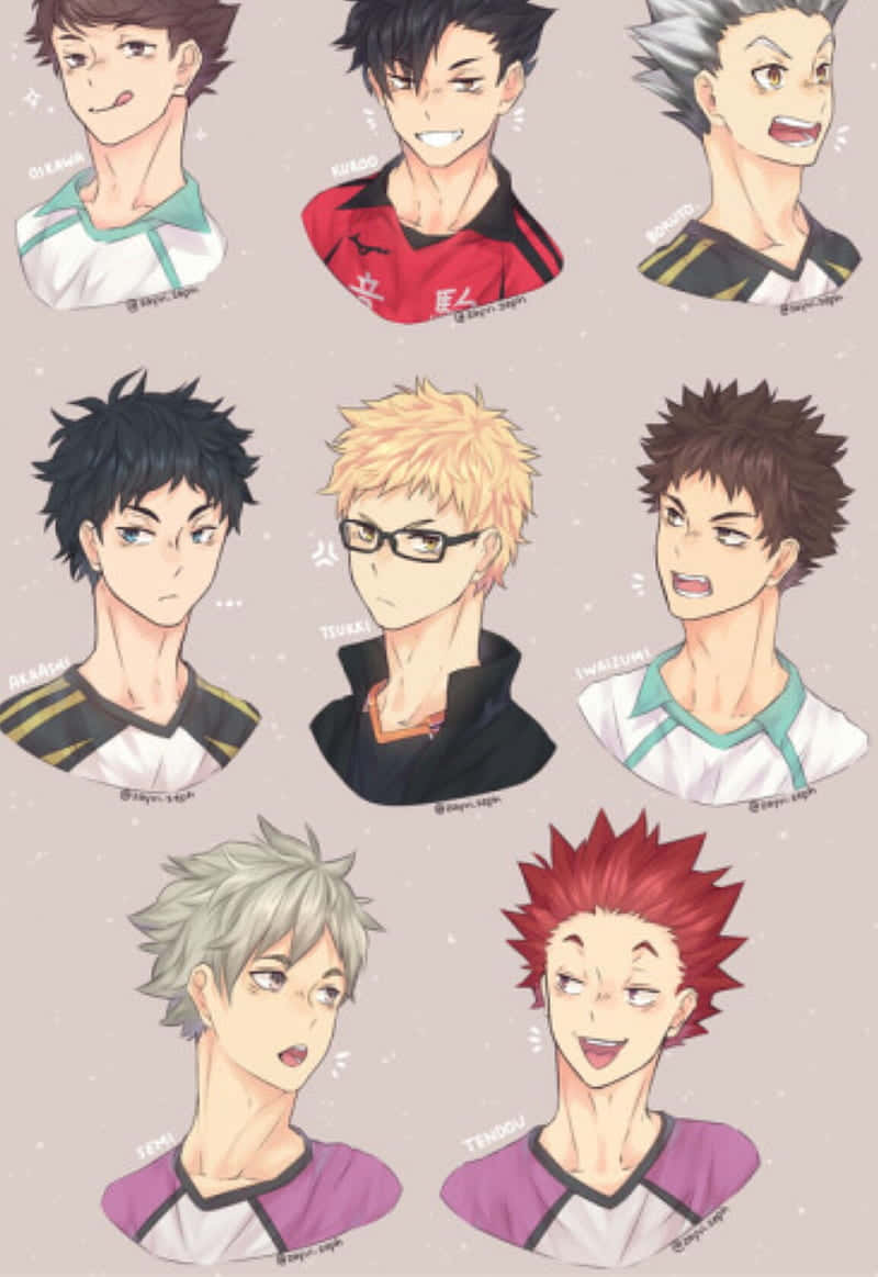 Haikyuu Anime, anime volleyball players, team jerseys, SD Phone Wallpaper