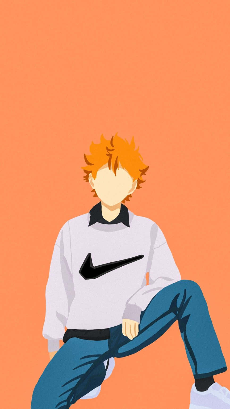 Haikyuu Anime, spiky orange hair, white Nike sweatshirt, HD Phone Wallpaper