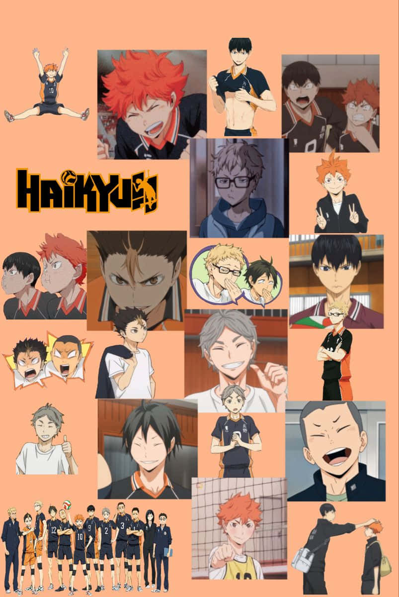 Haikyuu!! anime, mixed character, dynamic poses, SD Phone Wallpaper
