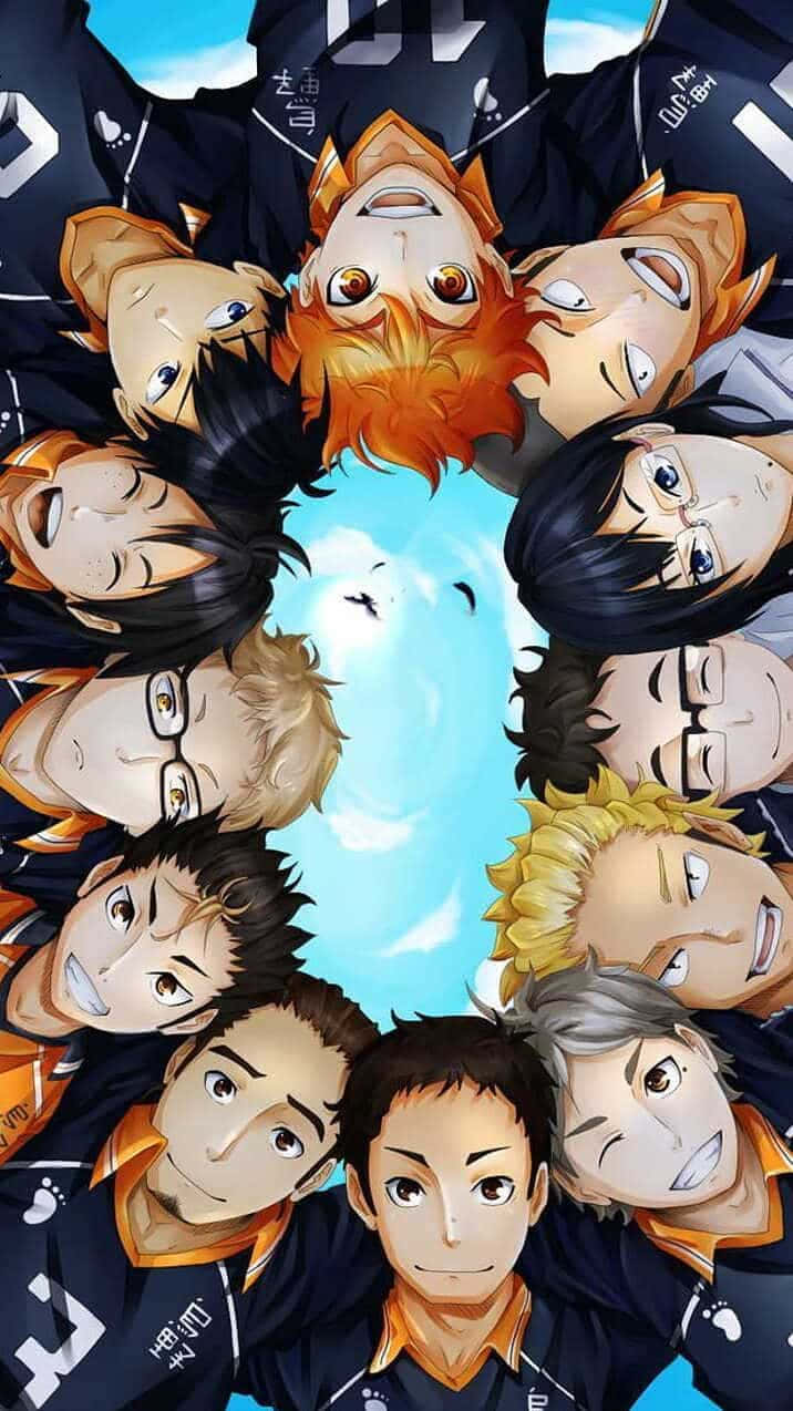 Haikyuu Captains, anime volleyball players, dark uniforms, SD Phone Wallpaper