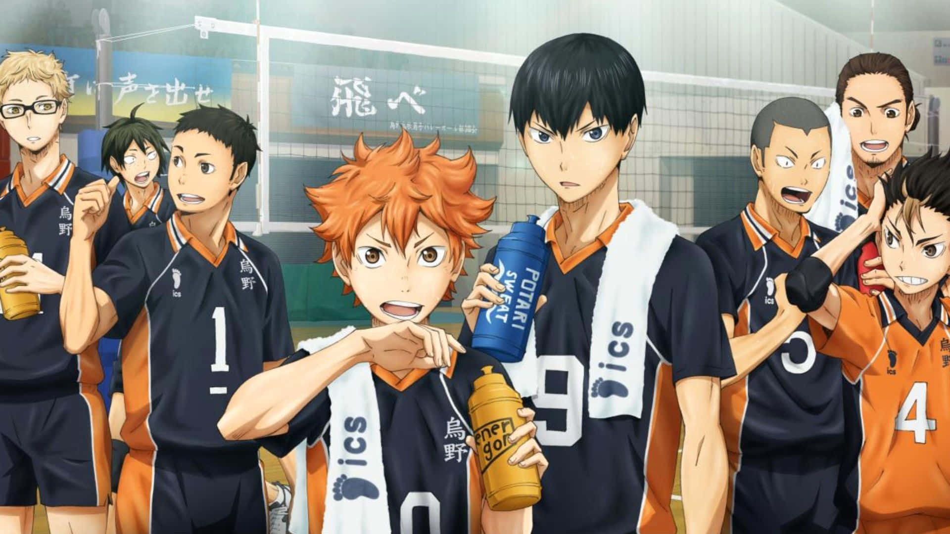 Haikyuu Captains, anime volleyball team, gym, Full HD Desktop Wallpaper