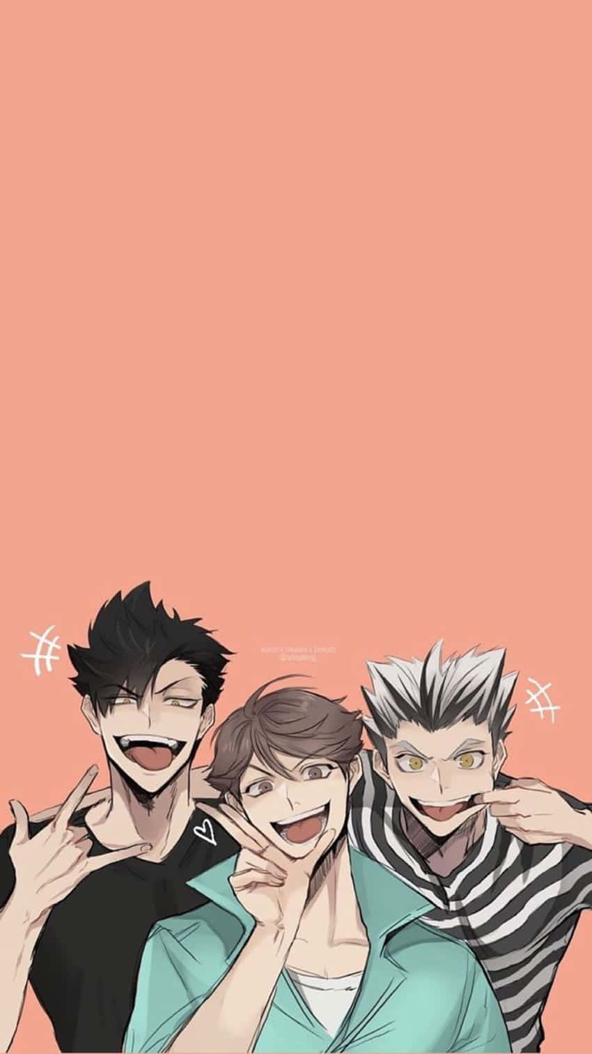 Haikyuu Captains, peach background, spiky hair, HD Phone Wallpaper
