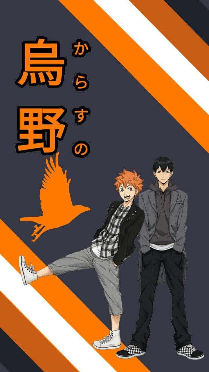 Haikyuu Captains, dark background, bold orange and white diagonal stripes, HD Phone Wallpaper
