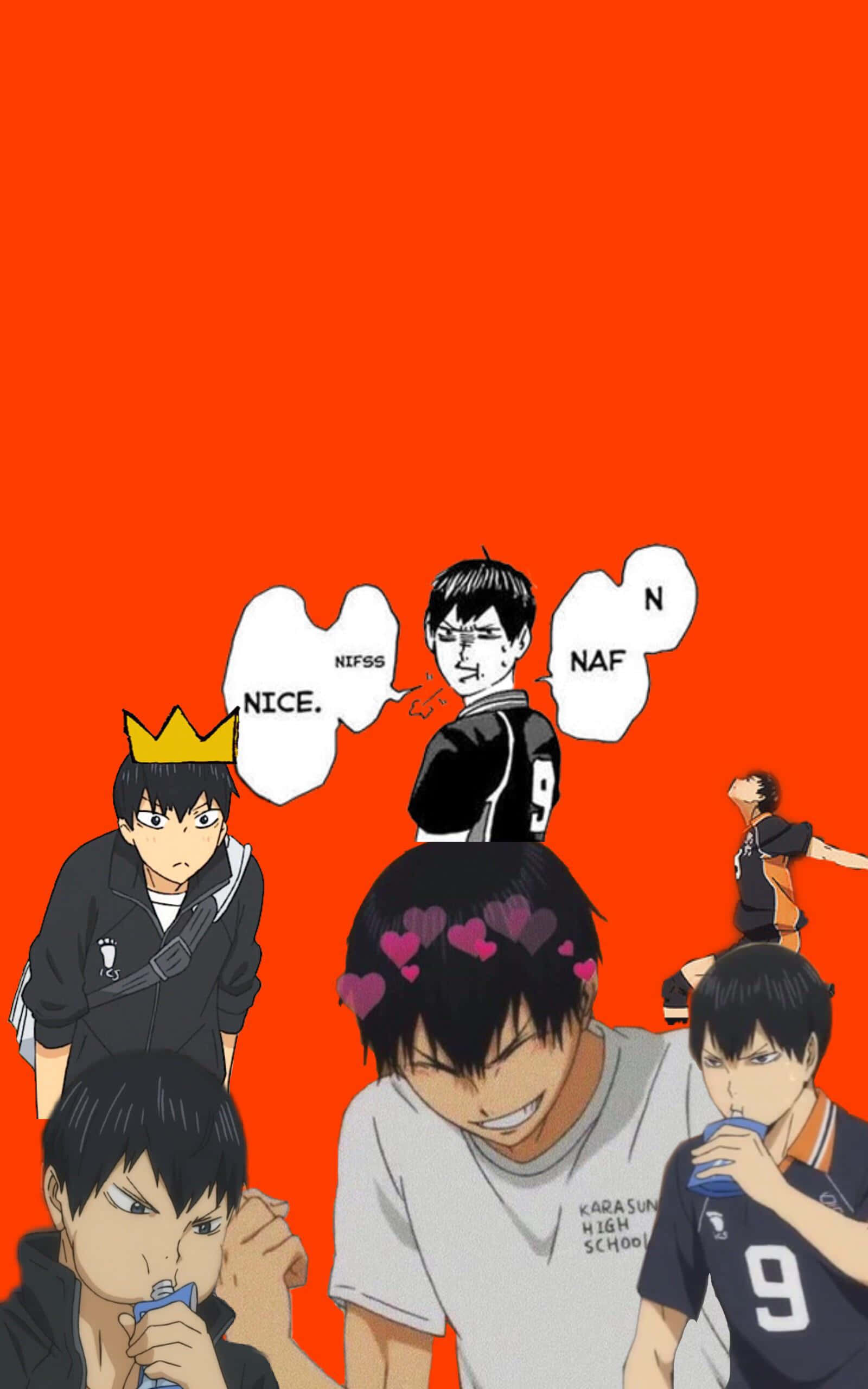 Haikyuu Captains, orange background, speech bubbles, 2K Phone Wallpaper
