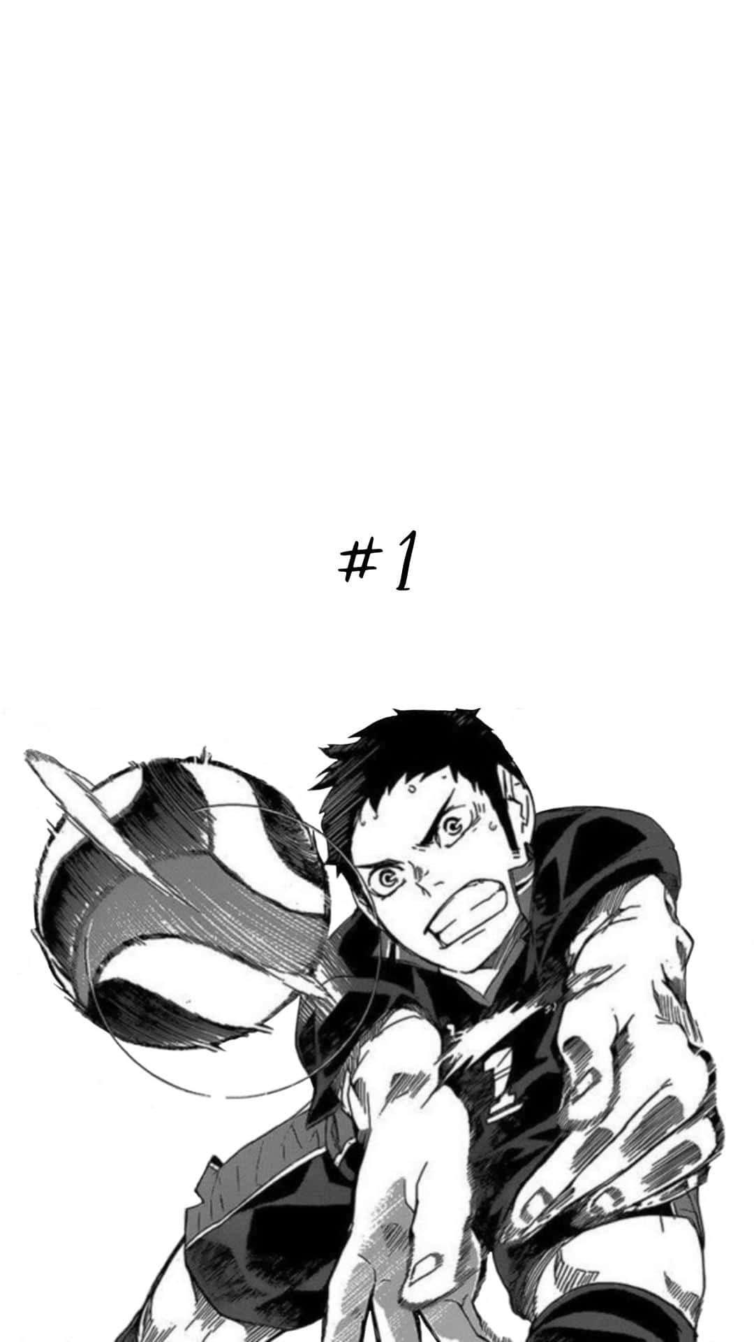 Haikyuu Captains, black and white manga panel, determined volleyball player, Full HD Phone Wallpaper
