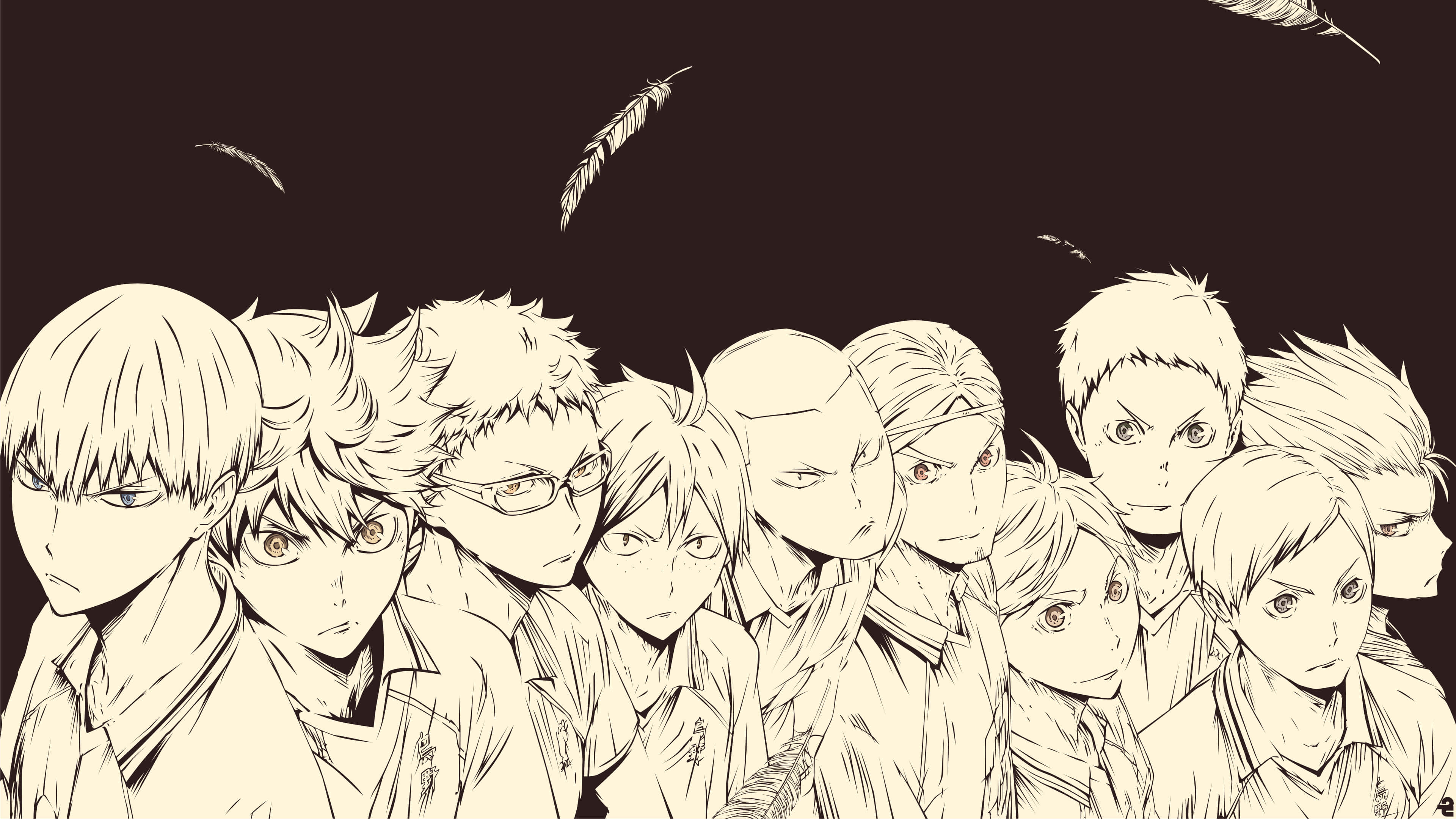 Haikyuu Captains, anime characters, intense expressions, 4K Desktop Wallpaper