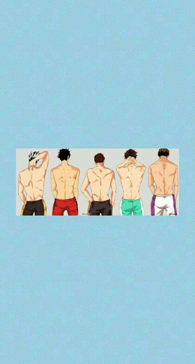 Haikyuu Captains, anime men, colorful swim trunks, HD Phone Wallpaper