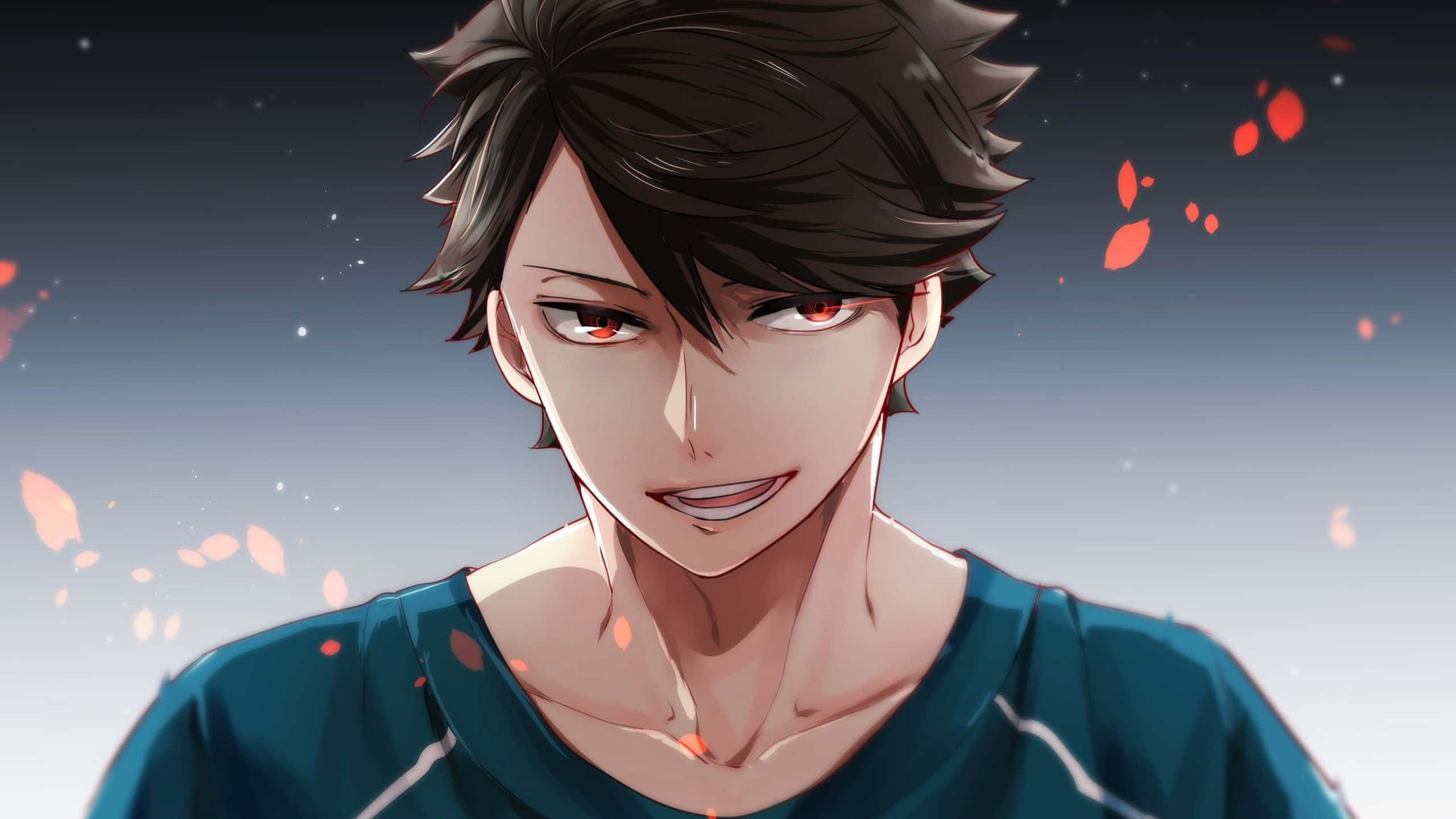 Haikyuu Captains, dark hair, red eyes, 2K Desktop Wallpaper