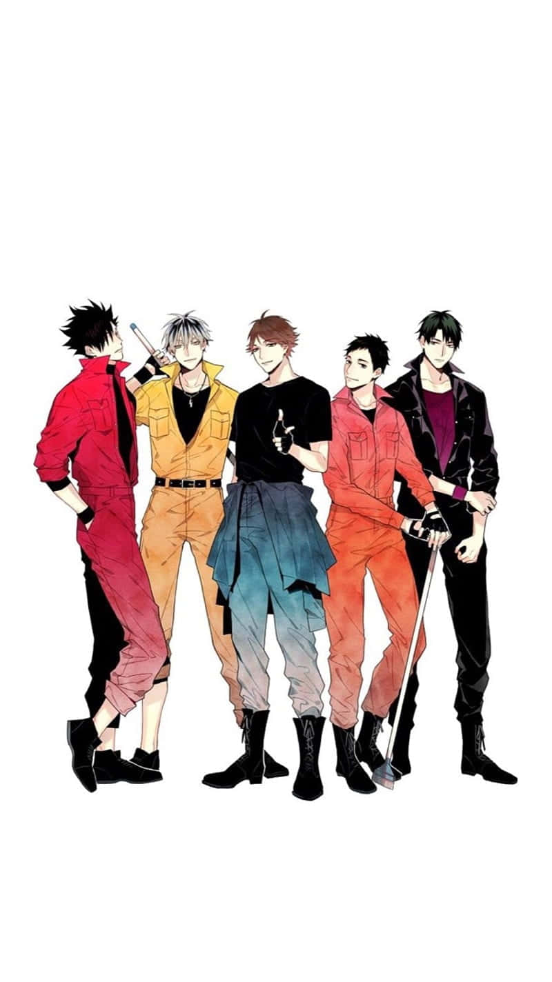 Haikyuu Captains, anime-style male characters, colorful outfits, HD Phone Wallpaper