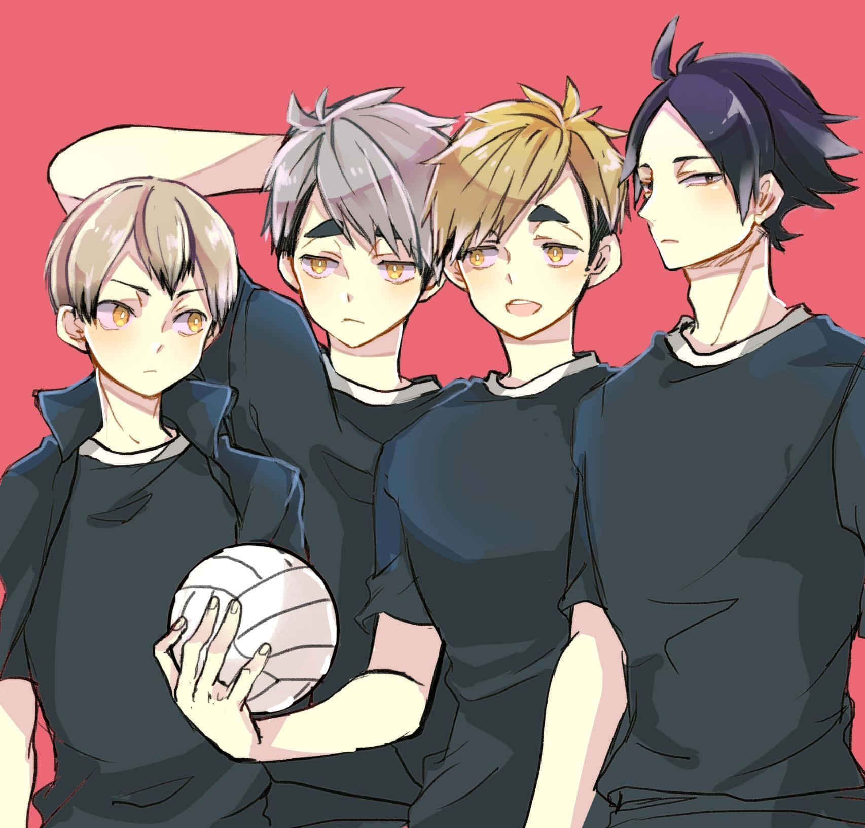 Haikyuu Fan Art, black jerseys, volleyball, HD Desktop Wallpaper