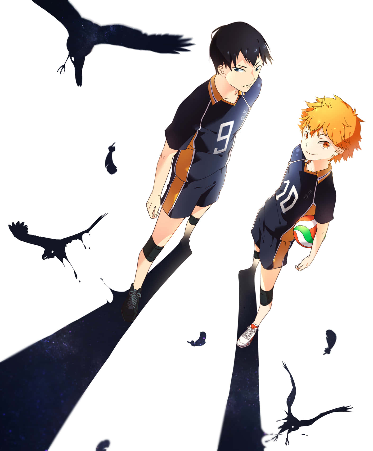 Haikyuu, anime volleyball players, dark uniforms, HD Phone Wallpaper